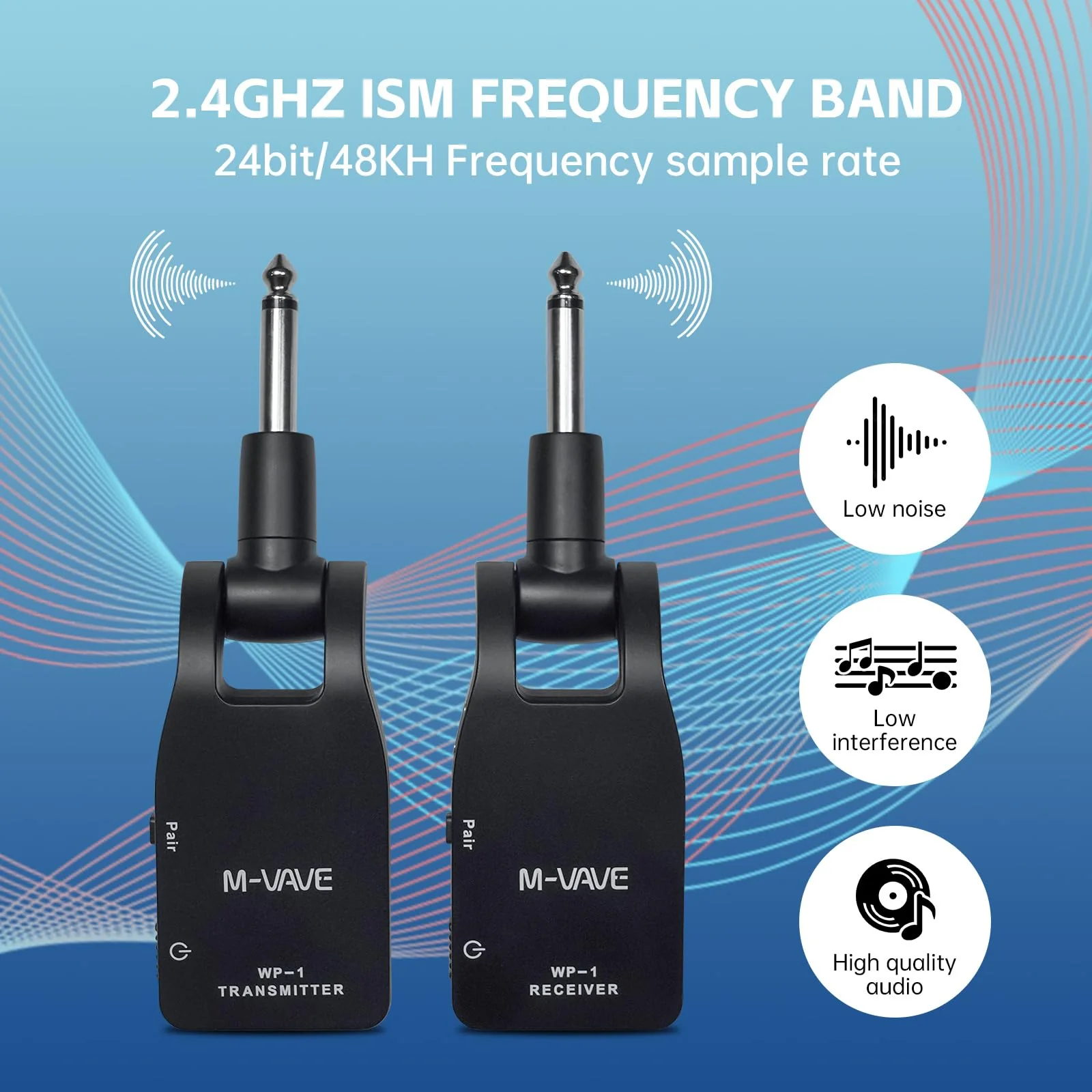 M-VAVE 2.4GHz Wireless Guitar System Built-in Rechargeable Upgrade Wireless Guitar Bass Transmitter Receiver for Electric Bass - Image 2