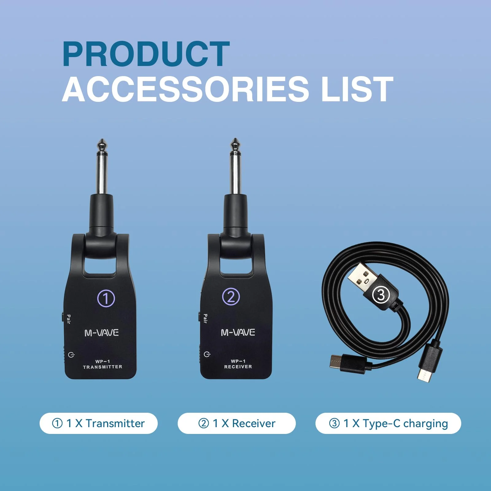 M-VAVE 2.4GHz Wireless Guitar System Built-in Rechargeable Upgrade Wireless Guitar Bass Transmitter Receiver for Electric Bass - Image 3