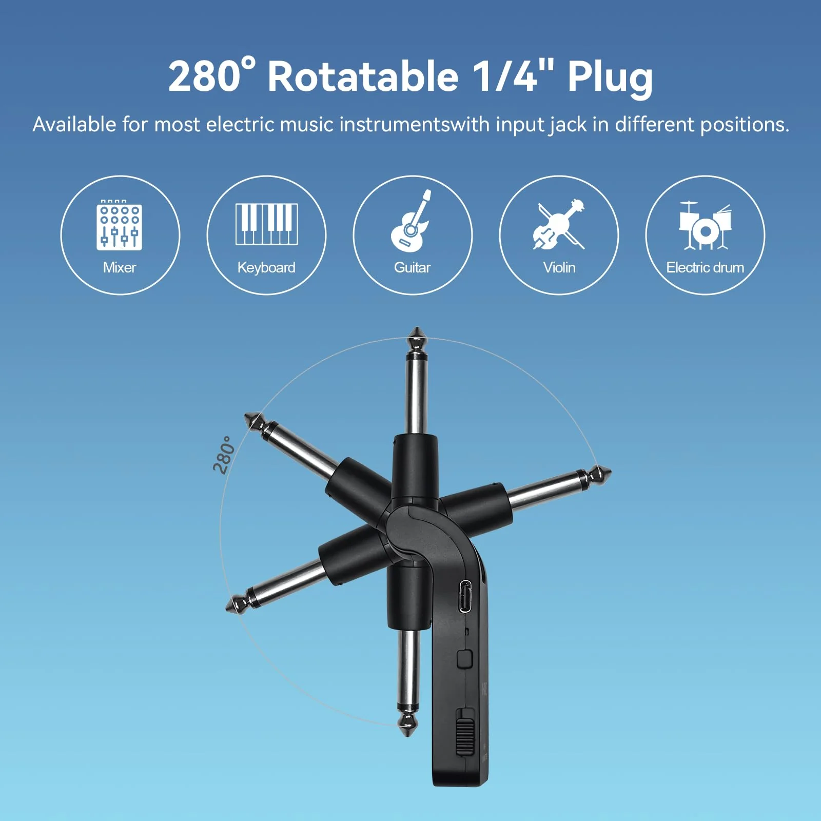M-VAVE 2.4GHz Wireless Guitar System Built-in Rechargeable Upgrade Wireless Guitar Bass Transmitter Receiver for Electric Bass - Image 4