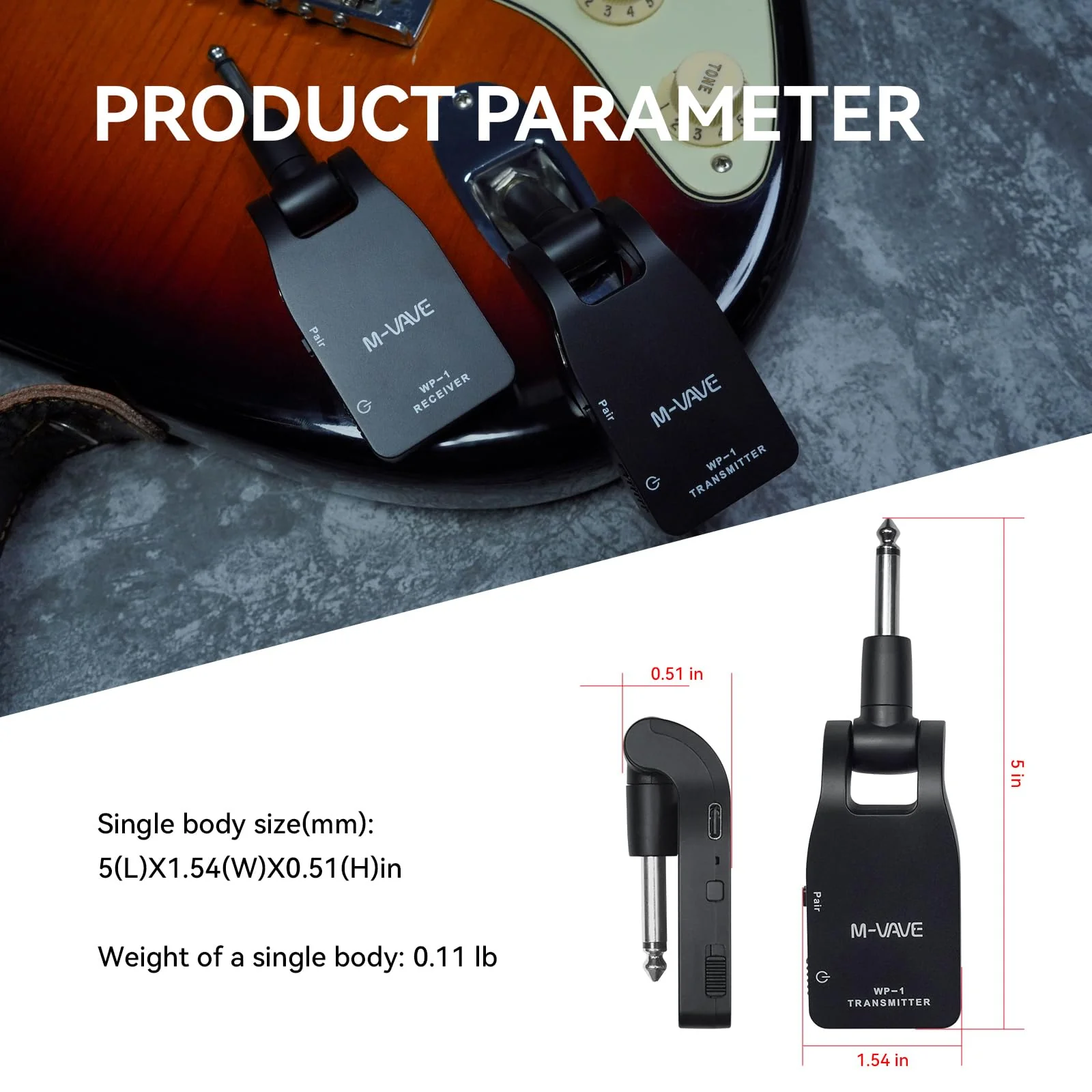 M-VAVE 2.4GHz Wireless Guitar System Built-in Rechargeable Upgrade Wireless Guitar Bass Transmitter Receiver for Electric Bass - Image 7