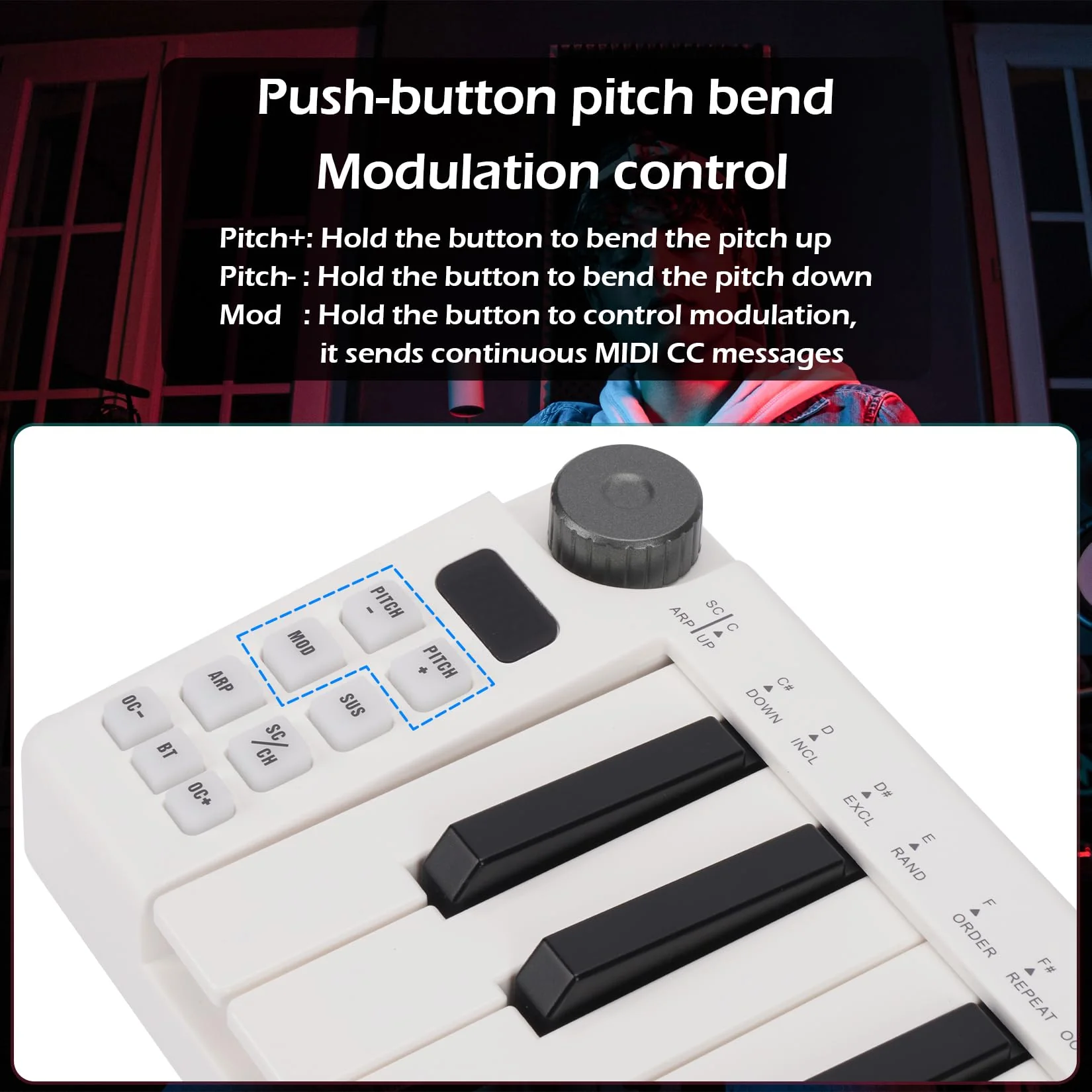 M-VAVE 25 Keys Mini Keyboard – Professional Beat Maker and Keytar for Keyboard Music Production Builtin Battery Wireless Connect White Mini no PADS - Image 6