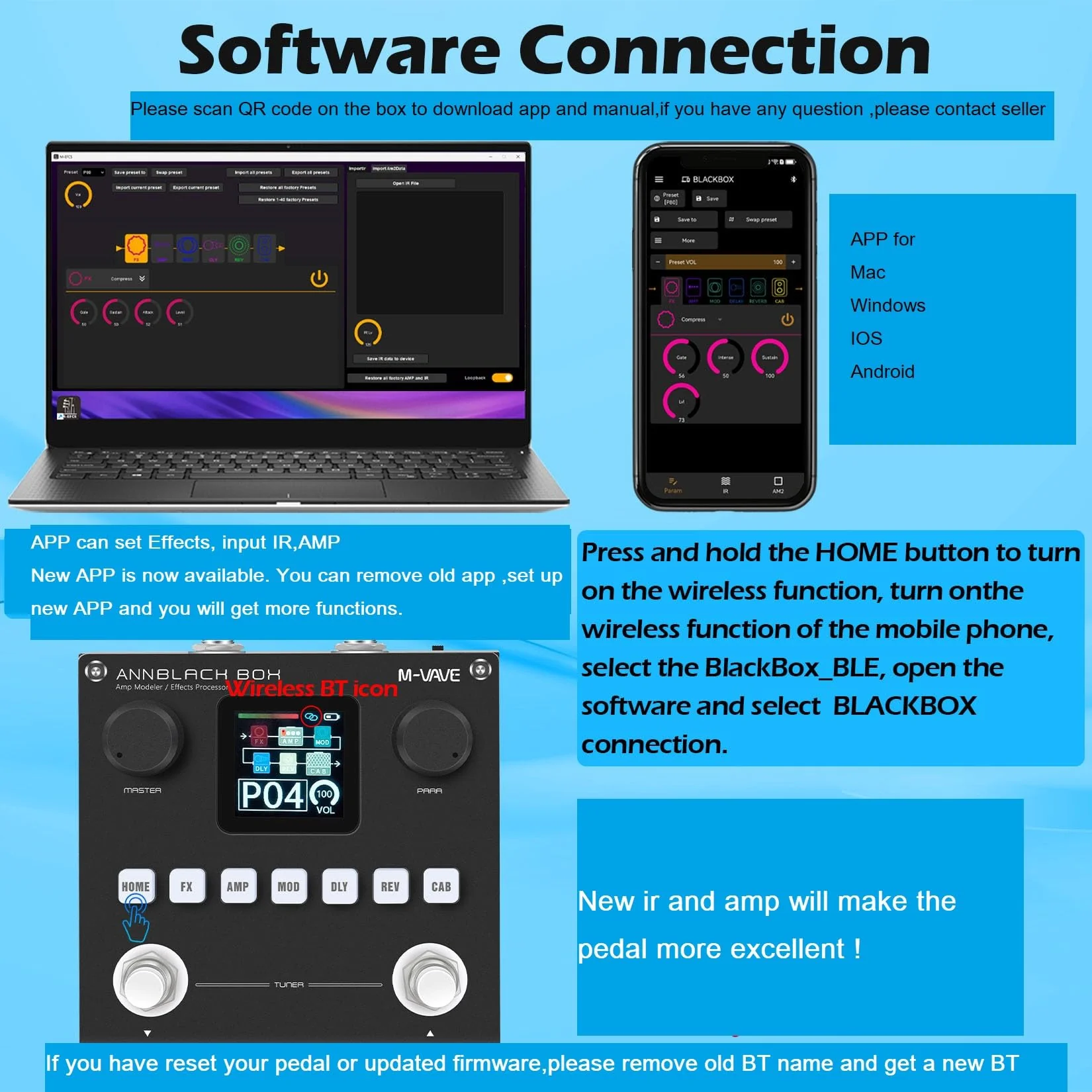 M-VAVE ANN Black Pedal Box Multi Effects Guitar Base Pedal - 80 Editable Presets With APP Create Your Paremeters Build in Battery ANN Blackbox - Image 5