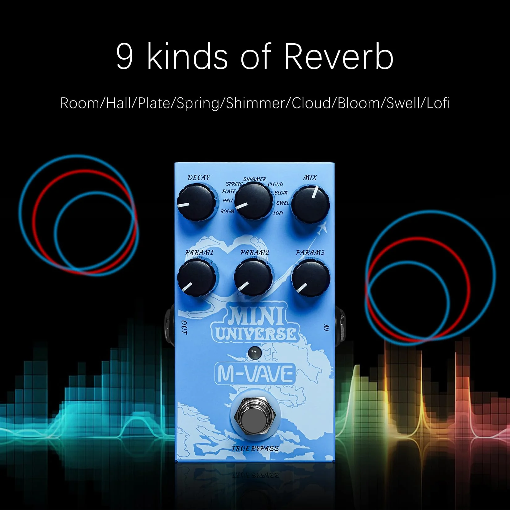 M-VAVE Mini Universe Guitar Pedal Reverb Innovation Unique Sound 9 Reverb Effects Pedals Pure Digital Dual Power True Bypass - Image 6