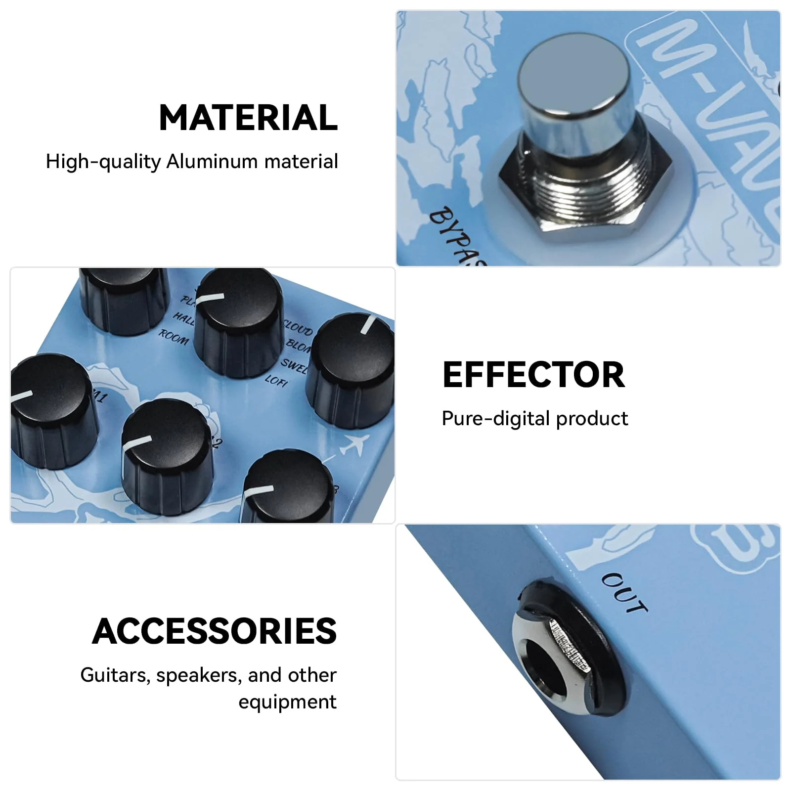 M-VAVE Reverb Guitar Pedal Digital Effect Reverb 9 Modes Room, Hall, Shimmer, Lofi, Spring, Bloom, Swell, Plate, Cloud Selection for Guitar Bass Reverberation Effect MINI-UNIVERSE - Image 6