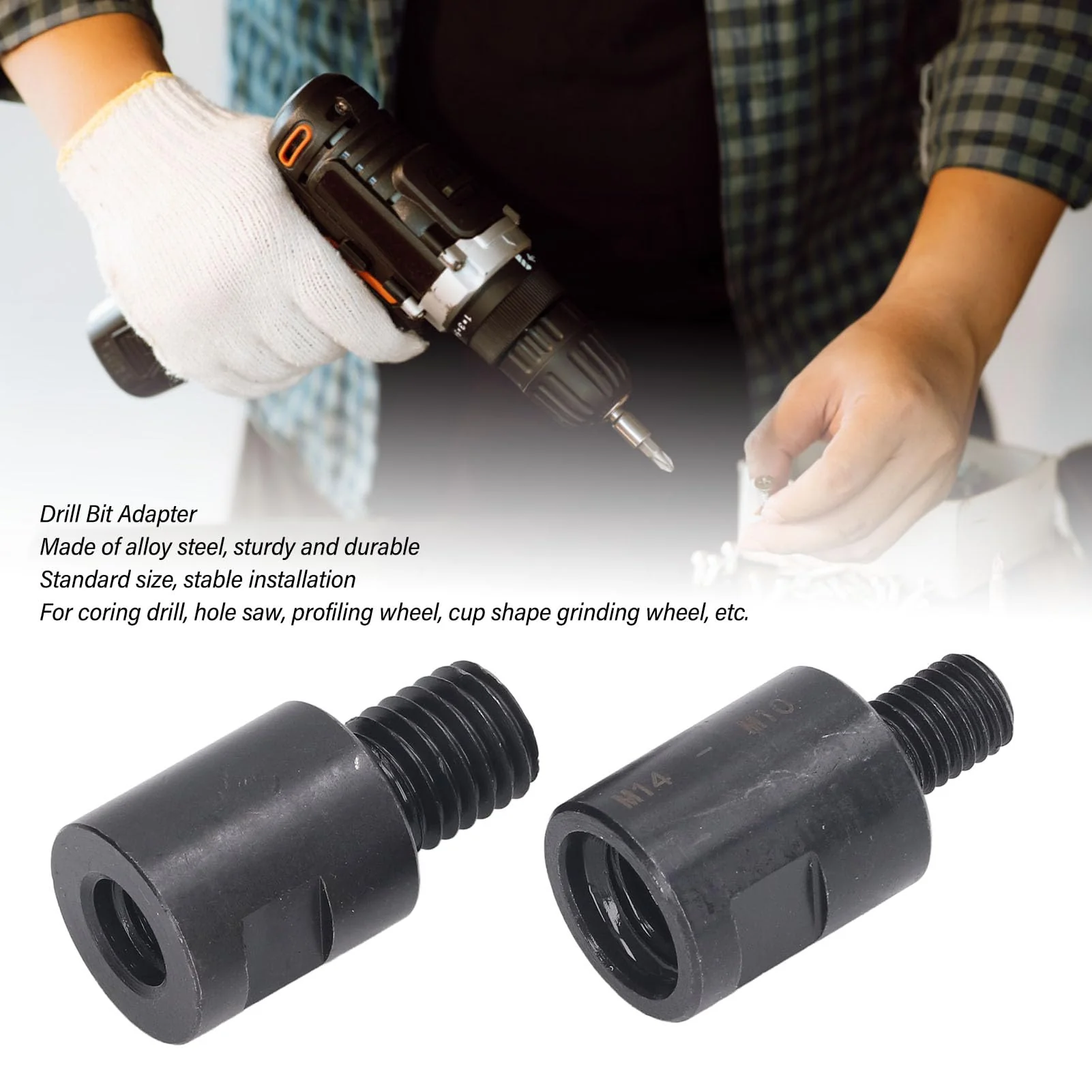 M10 to M14 Thread Converter Adapter, M10 to M14 Thread Converter Adapter, M10 to M14 Extension Bar for Drill Core Bit Grinding Wheel Angle Grinder - Image 3