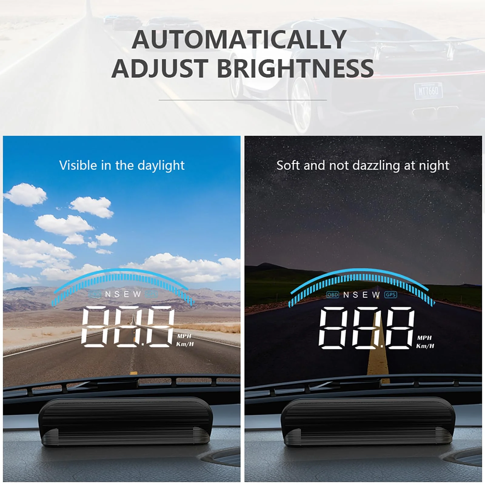 M11 Heads up Display Windshield Projector, OBD2/GPS Speedometer MPH with Speed, 3.5 inch CAR HUD Overspeed Warning, Display Water Temperature, Display Distance - Image 6