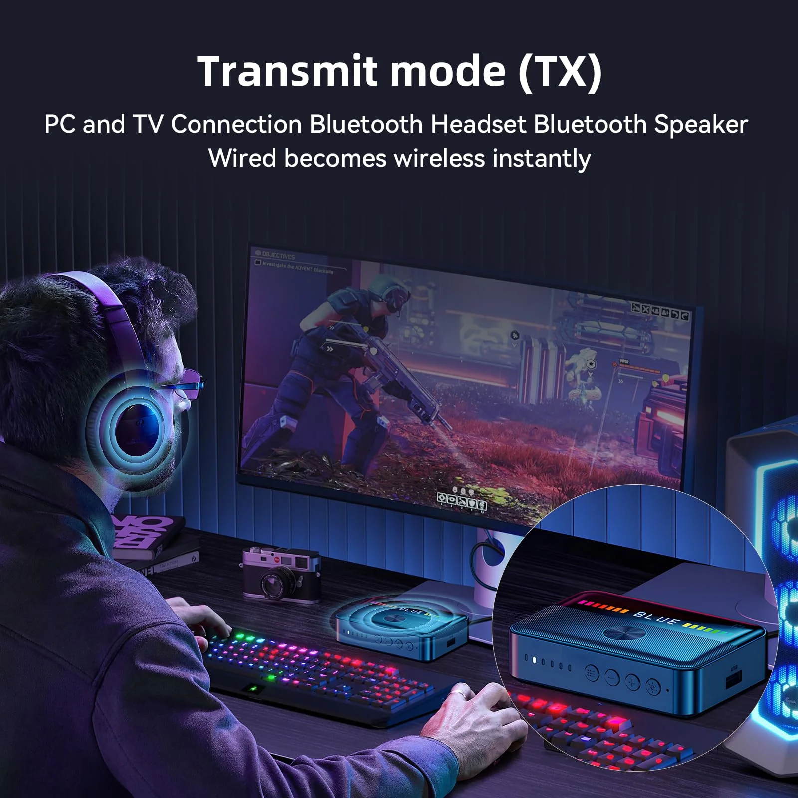 M13 RGB Bluetooth 5.3 Audio Receiver Transmitter, Bluetooth Audio Adapter for Old Home Stereo/Speakers TV with Display, USB, RCA, 3.5mm AUX, DAC, Coaxial, Optical - Image 6