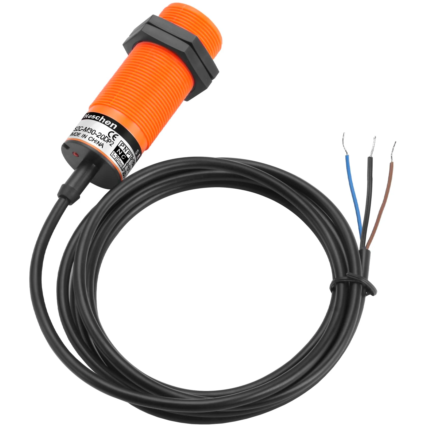 M30 Capacitive Proximity Sensor Switch, SZC-M30-20AC, Detecting Distance 1-20mm, 20-250VAC 400mA, Normally Closed (NC), 2 Wire