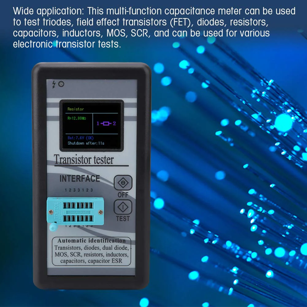 M328 Transistor Tester, NPN/PNP Transistor, Transistor Tester Multifunctional Transistor Diode Resistance Inductance, 0.5Ω - 50MΩ, LCD Transistor Tester Digital Transistor Tester - Image 7