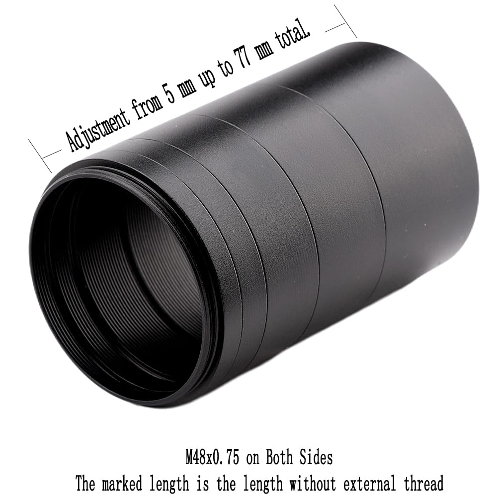 M48 2-Inch Extension Tube Kit — 5/7/15/20/30mm Rings — M48×0.75 Male & Female Threads — for DSLR/SLR Backfocus, Flatteners & Eyepieces — 5-Ring Set - Image 3