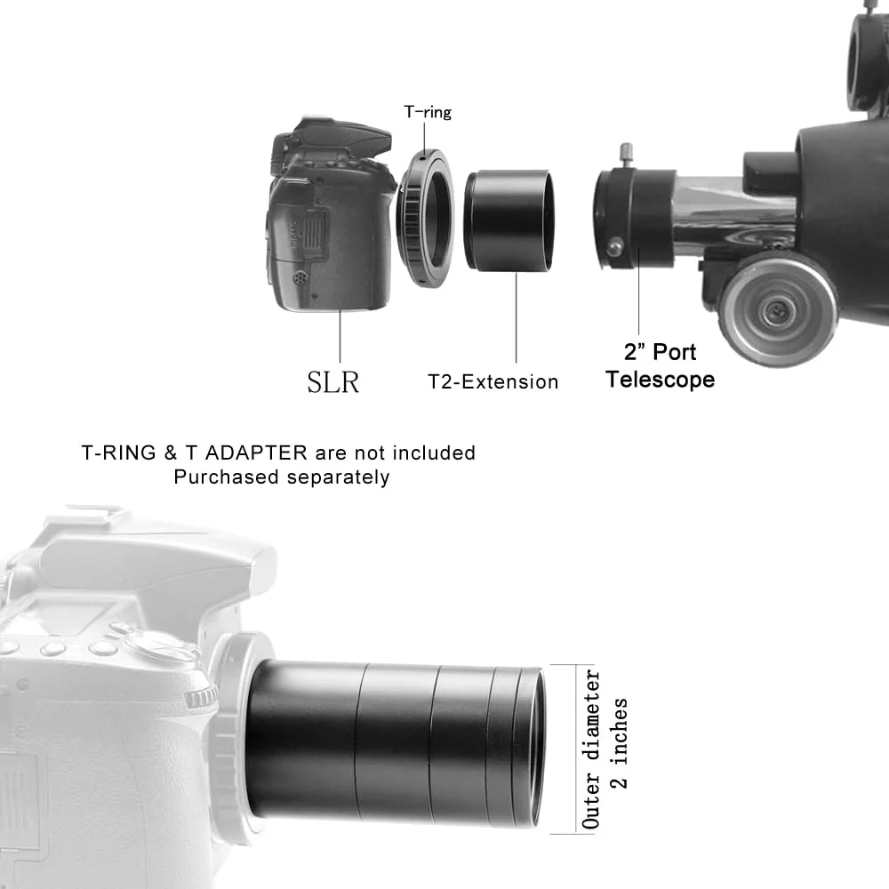 M48 2-Inch Extension Tube Kit — 5/7/15/20/30mm Rings — M48×0.75 Male & Female Threads — for DSLR/SLR Backfocus, Flatteners & Eyepieces — 5-Ring Set - Image 7