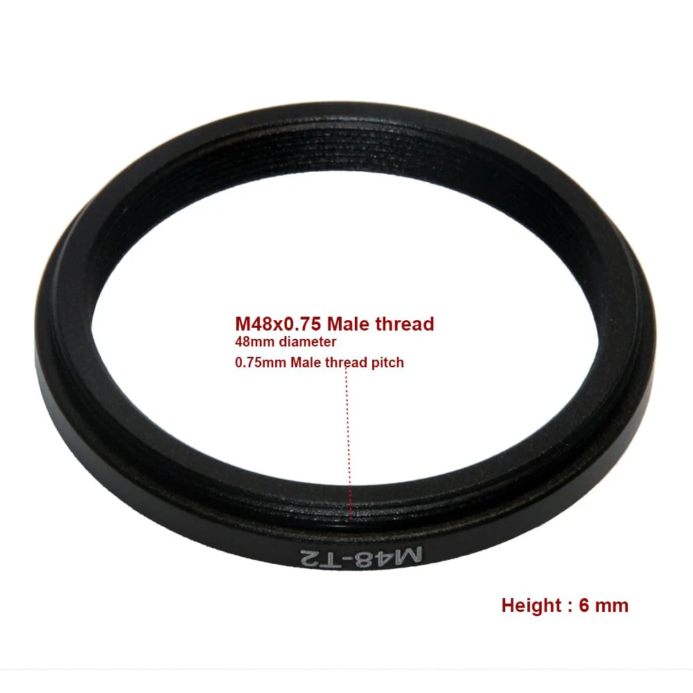 M48 (48mm 0.75mm Thread Pitch) to T2 M42 M42x0.75mm (42mm 0.75mm Thread Pitch) to M48-M42 mm Male to Female Coupling Ring Telescope Adapter - Image 3