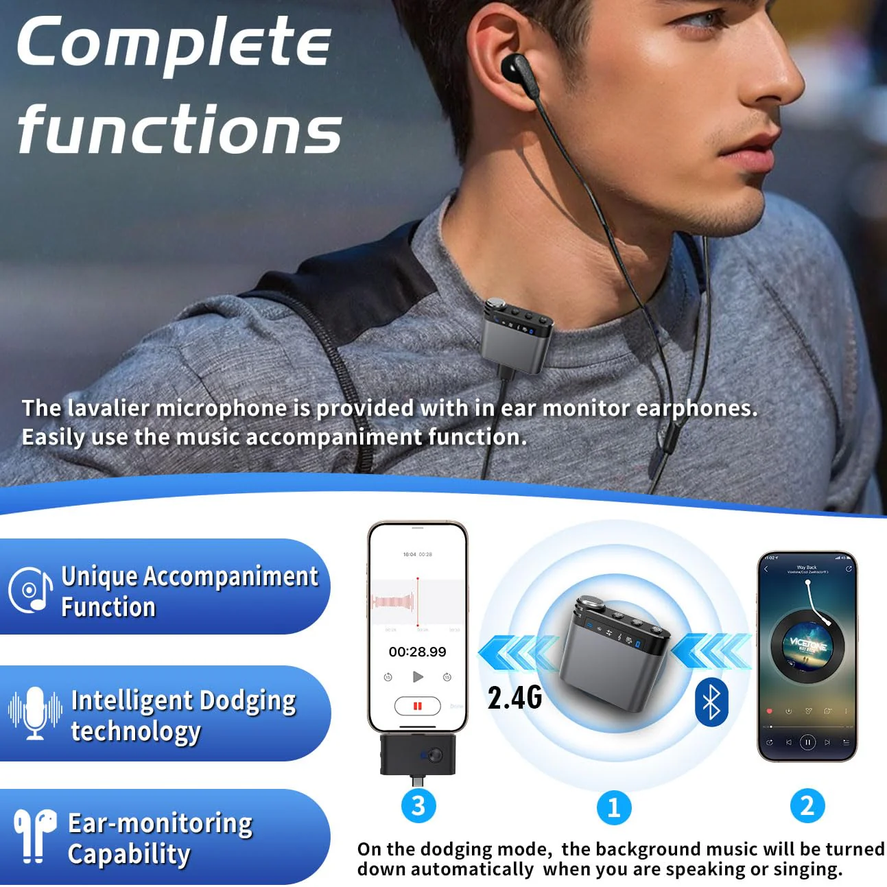 M9 Wireless Lavalier Microphone for Iphone 14/15/16, Android, Tiktok, YouTube,VLOG Recording, Podcast,Portable Mini Lapel Mic with Professional Audio System (Grey ( 1TX+1RX)) Dark Grey ( 1TX+1RX) - Image 7