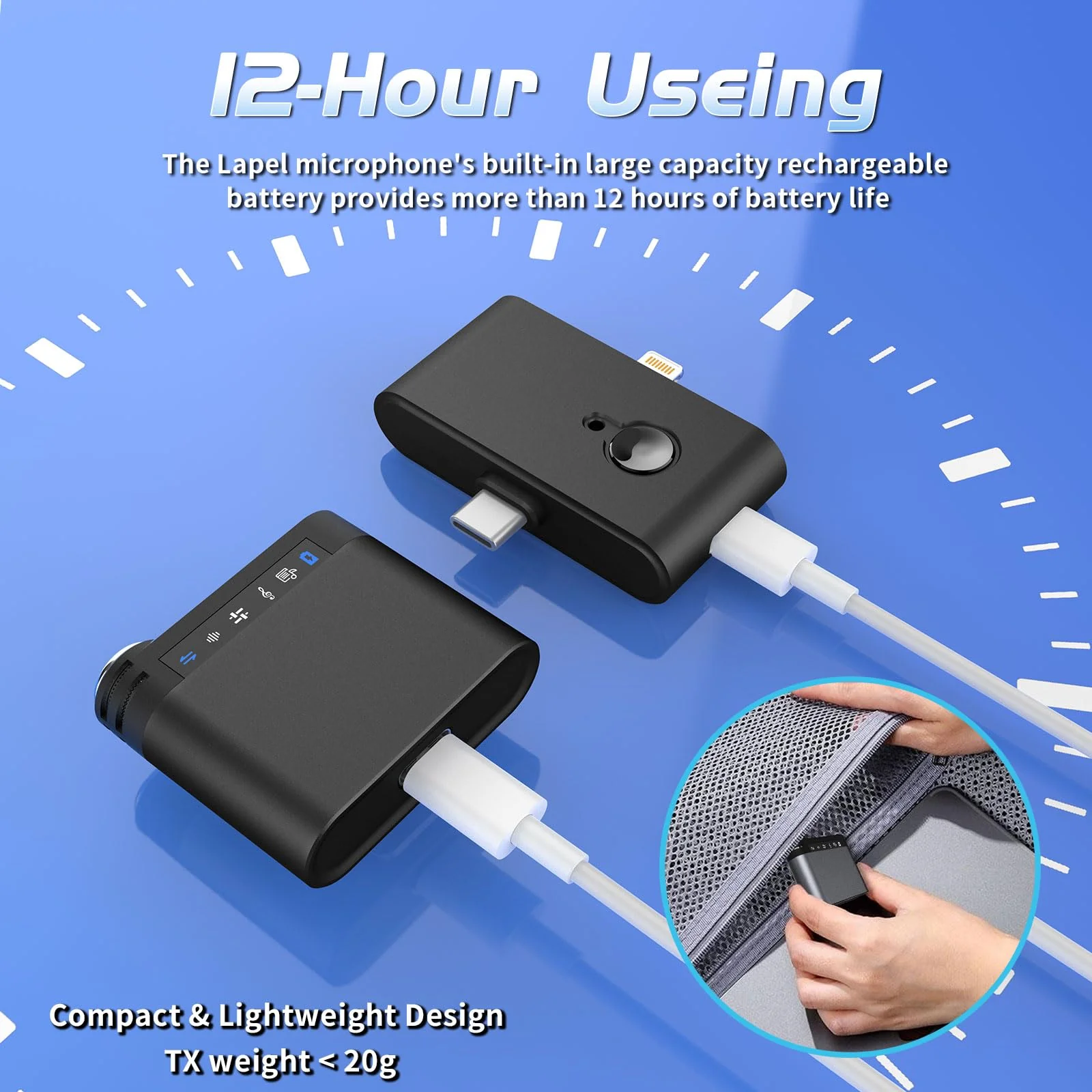 M9 Wireless Lavalier Microphone for iPhone(14/15/16)/Android Cellphone, Portable Mini Lapel Mic, 328ft Transmission, Phone Microphones for Record,Podcast, Vlogs, YouTube, Tiktok (Black ( 2TX+1RX)) Black ( 2TX+1RX) - Image 6