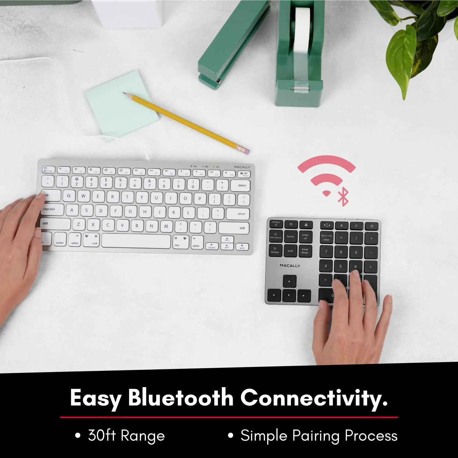 Macally Bluetooth Number Pad for Laptop - Slim Aluminum Design - Rechargeable Wireless Numeric Keypad - 35 Key Numpad Keyboard for Data Entry - for Mac, MacBook Pro/Air, iPad, iPhone, iOS, PC, Android Space Gray - Image 3