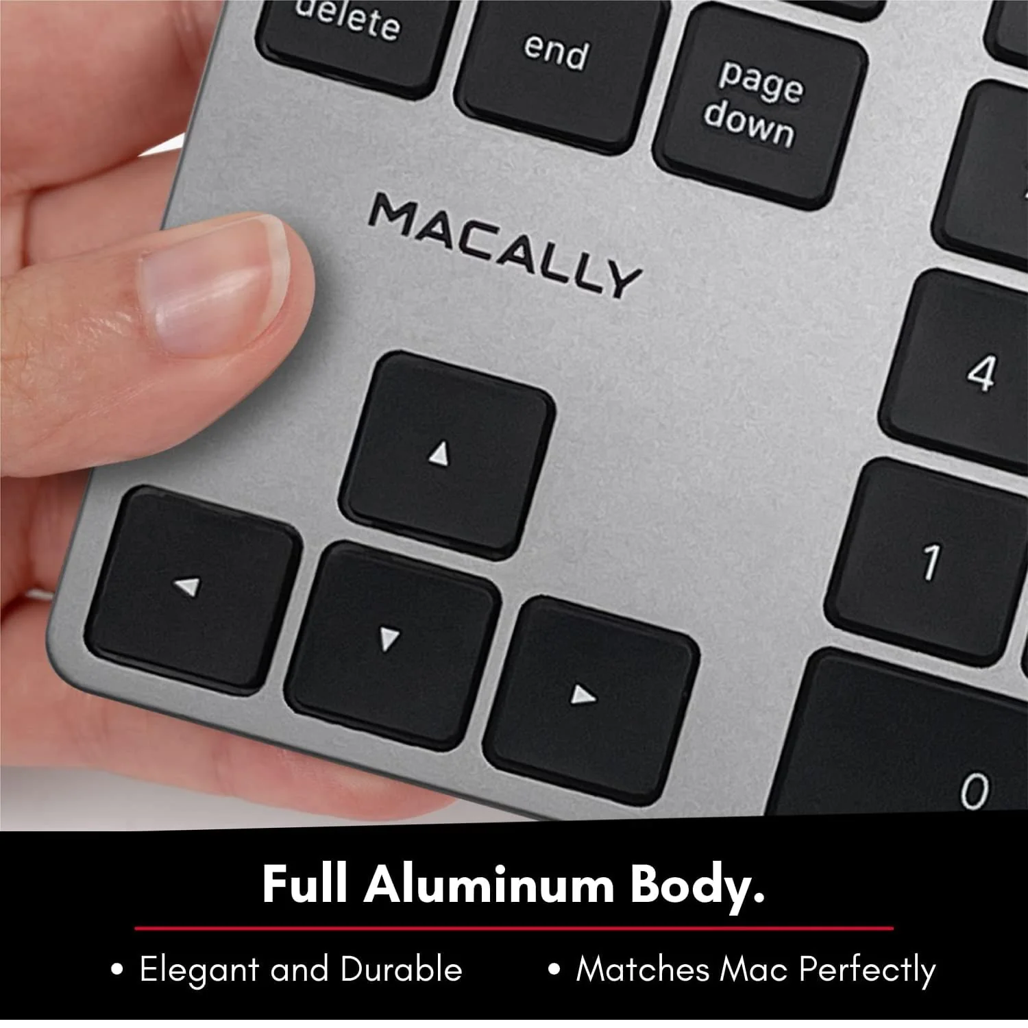 Macally Bluetooth Number Pad for Laptop - Slim Aluminum Design - Rechargeable Wireless Numeric Keypad - 35 Key Numpad Keyboard for Data Entry - for Mac, MacBook Pro/Air, iPad, iPhone, iOS, PC, Android Space Gray - Image 6