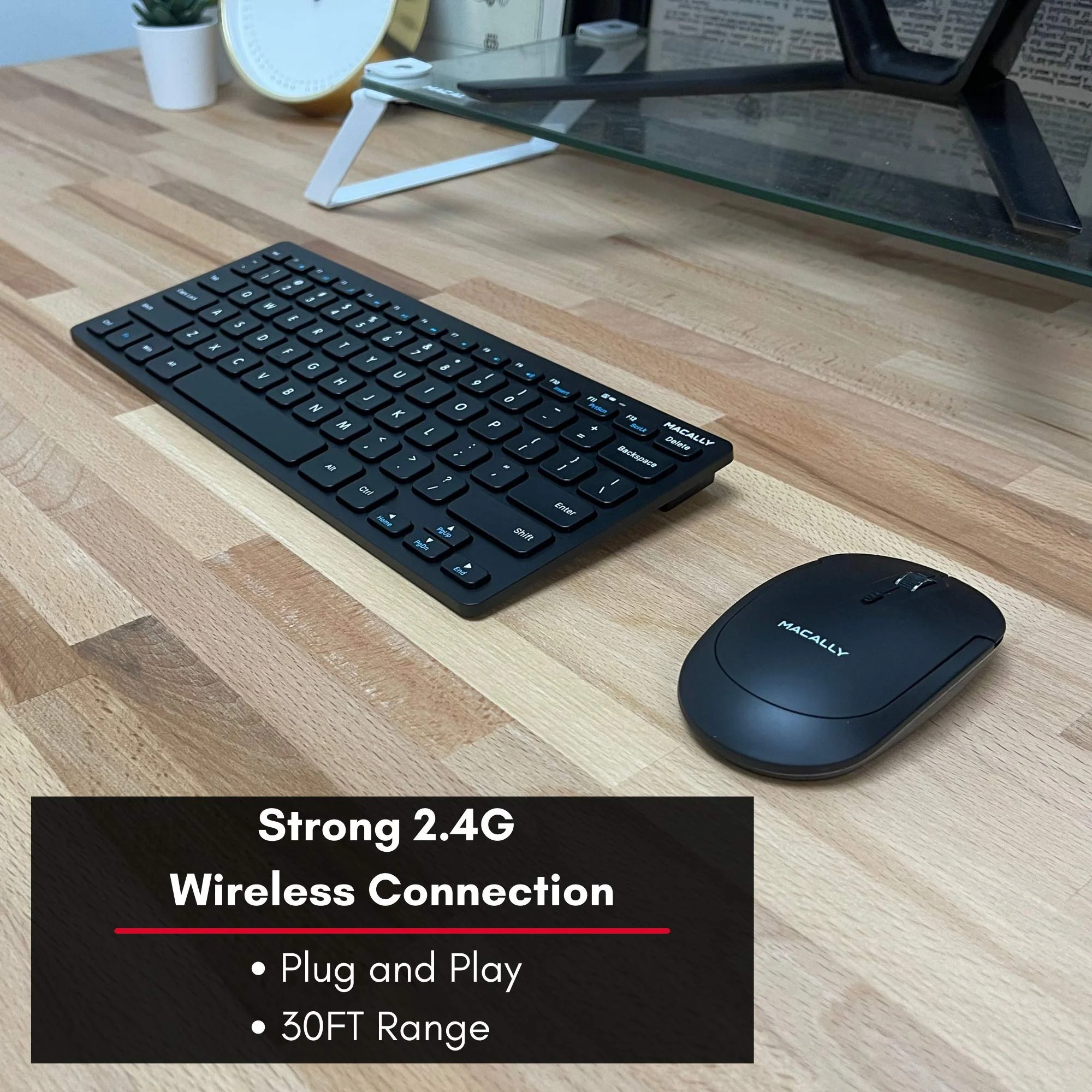 Macally Small Wireless Keyboard and Mouse Combo - an Essential Work Duo - 2.4G Compact Wireless Keyboard Mouse for PC - 78 Key Cordless Mouse and Keyboard Combo with Mini Body and Quiet Click - Image 3