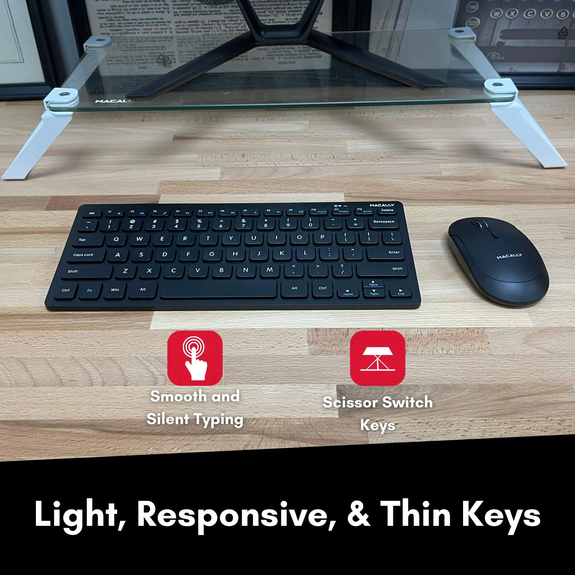 Macally Small Wireless Keyboard and Mouse Combo - an Essential Work Duo - 2.4G Compact Wireless Keyboard Mouse for PC - 78 Key Cordless Mouse and Keyboard Combo with Mini Body and Quiet Click - Image 5