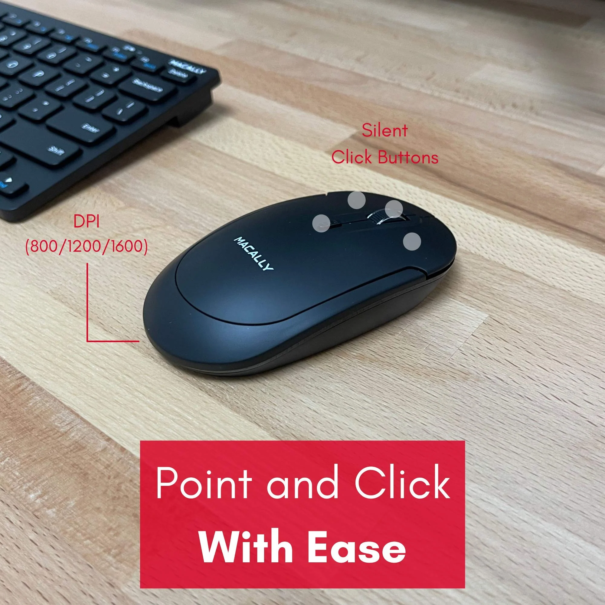Macally Small Wireless Keyboard and Mouse Combo - an Essential Work Duo - 2.4G Compact Wireless Keyboard Mouse for PC - 78 Key Cordless Mouse and Keyboard Combo with Mini Body and Quiet Click - Image 6