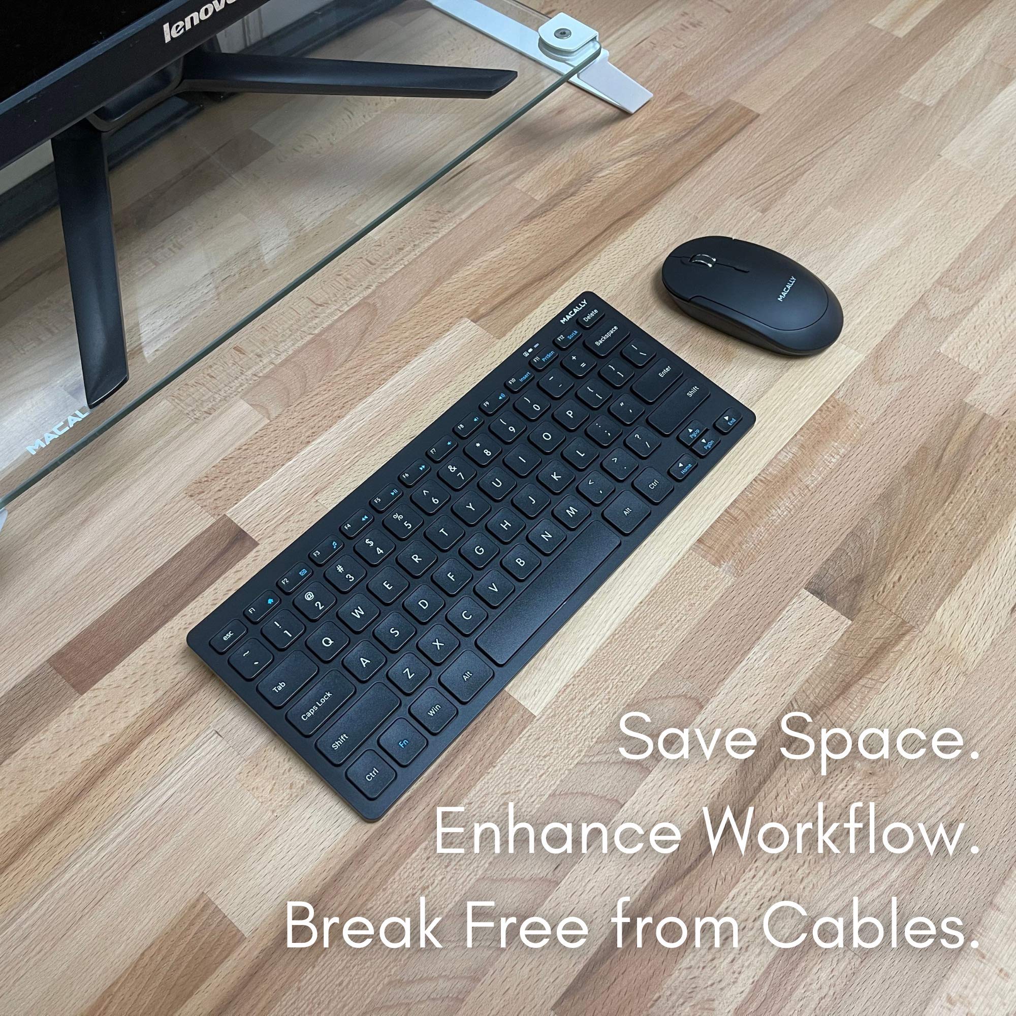 Macally Small Wireless Keyboard and Mouse Combo - an Essential Work Duo - 2.4G Compact Wireless Keyboard Mouse for PC - 78 Key Cordless Mouse and Keyboard Combo with Mini Body and Quiet Click - Image 7