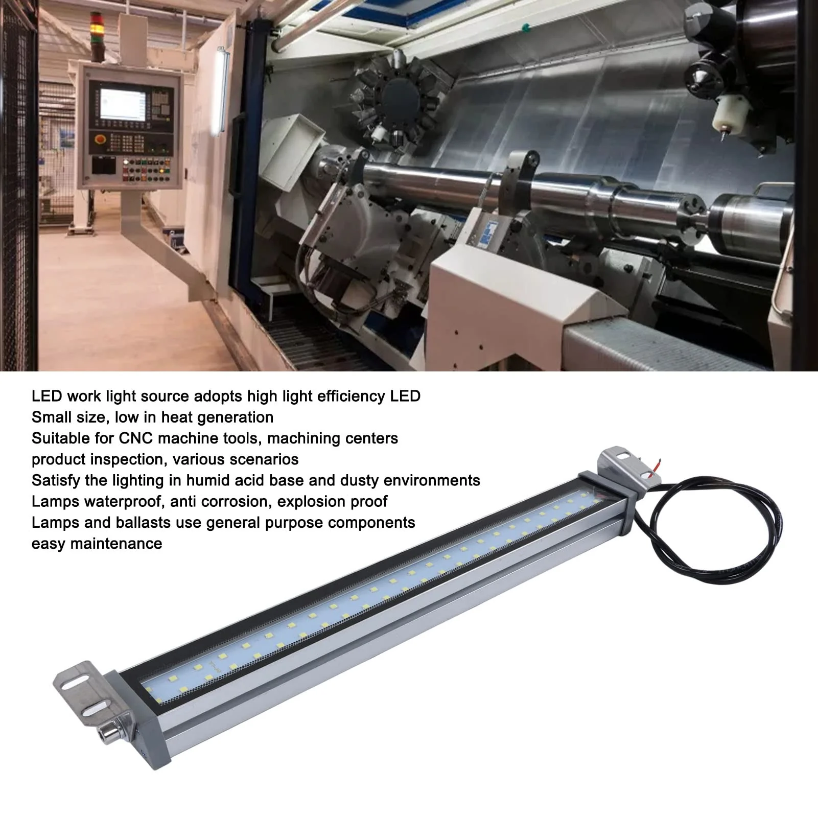 Machine Light, LED Charging Light, White Source, IP67, Waterproof, Explosion-proof, Replacement for Machine Tube Light, 24V, 36V - Image 3