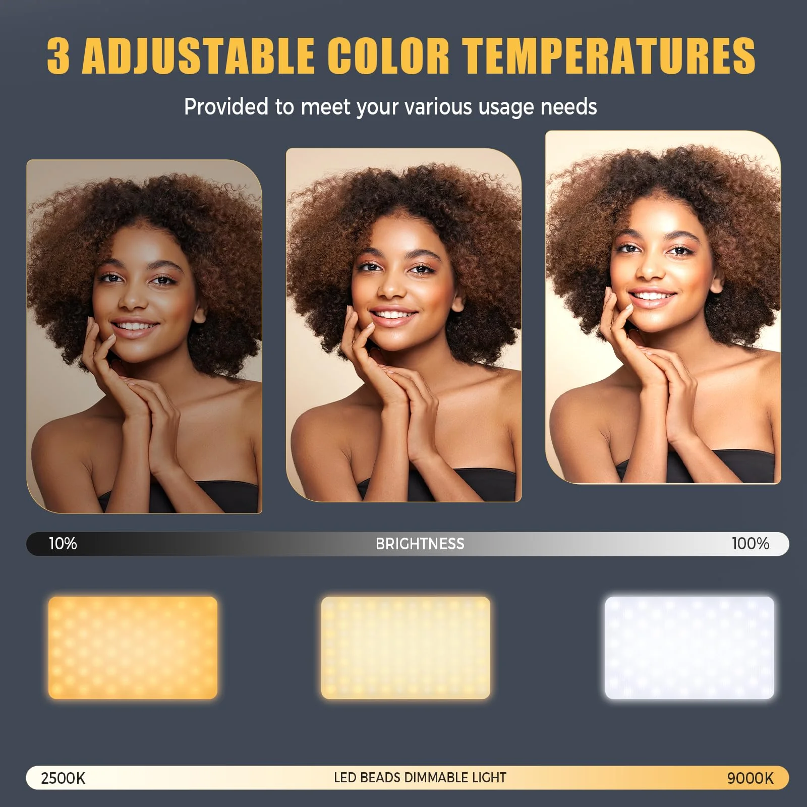 MACTREM 120 LED Selfie Light, Phone Light Clip, 3000Mah Portable Rechargeable Video Light, Adjusted 3 Light Modes, for iPhone, Camera, Laptop, iPad, Light for Selfie, Video Conference, TikTok,Makeup Black - Image 2