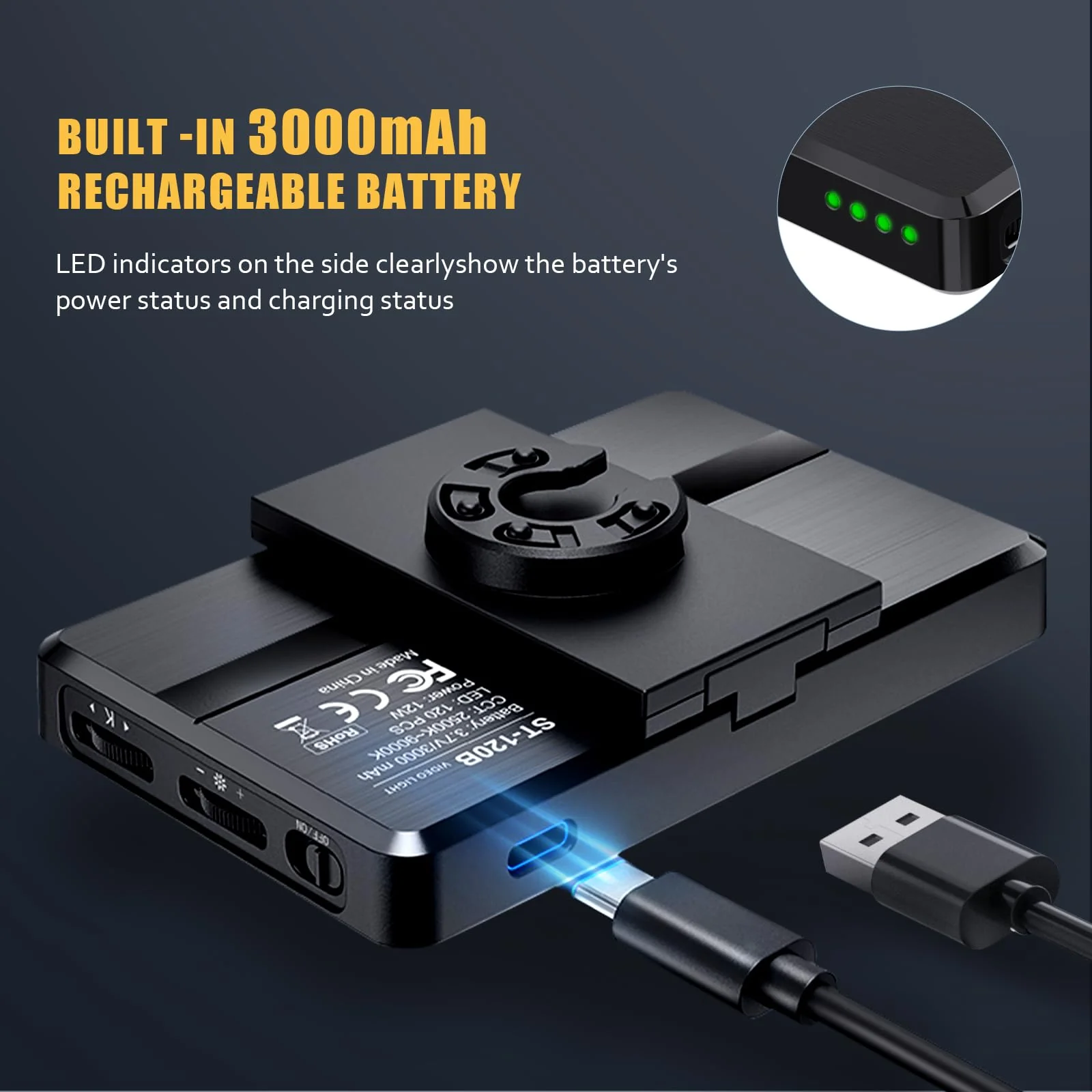 MACTREM 120 LED Selfie Light, Phone Light Clip, 3000Mah Portable Rechargeable Video Light, Adjusted 3 Light Modes, for iPhone, Camera, Laptop, iPad, Light for Selfie, Video Conference, TikTok,Makeup Black - Image 5