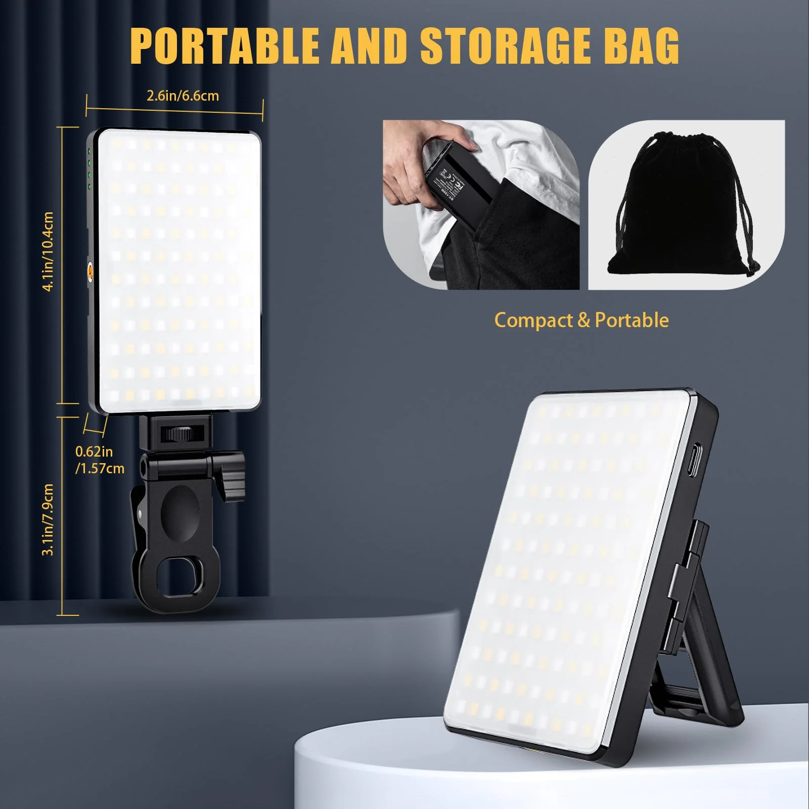 MACTREM 120 LED Selfie Light, Phone Light Clip, 3000Mah Portable Rechargeable Video Light, Adjusted 3 Light Modes, for iPhone, Camera, Laptop, iPad, Light for Selfie, Video Conference, TikTok,Makeup Black - Image 7