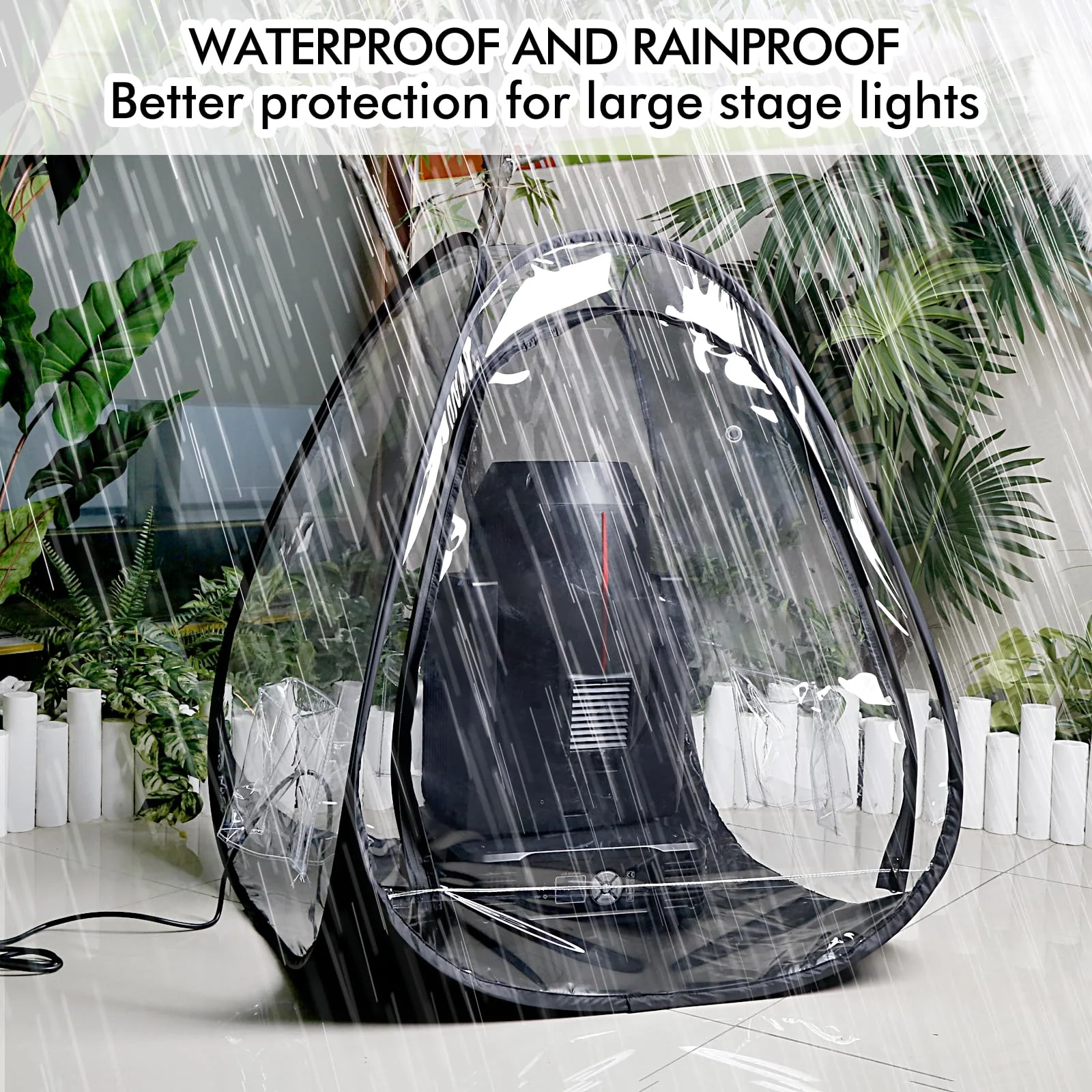 MAD OWL Professional Moving Head Light Rain Cover,Waterproof and dustproof Stage Lighting Protection Accessory, Floor standing transparent moving head light rain cover 1 pack 1Pack - Image 8