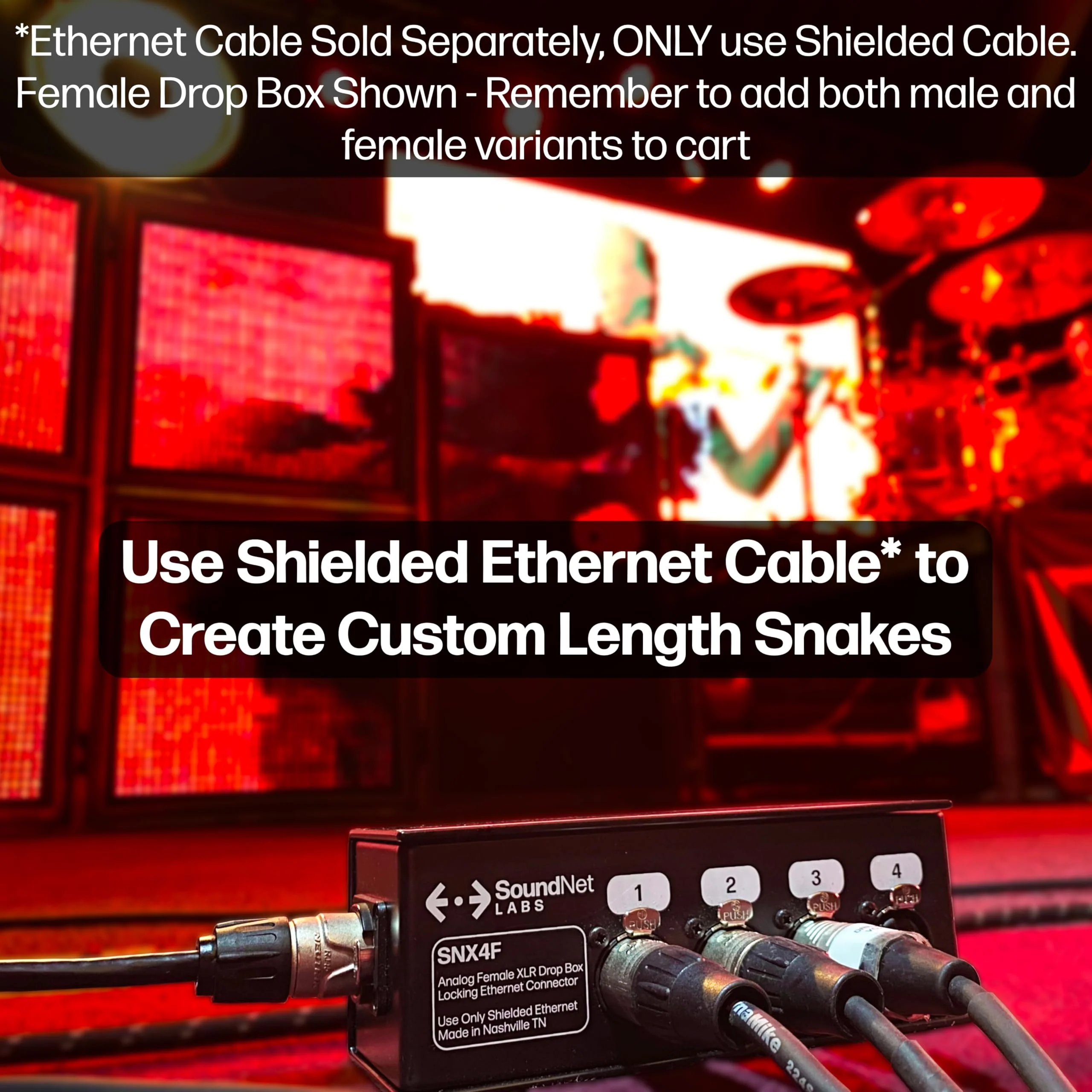 Made in USA 4ch Audio Over Ethernet Drop Box - XLR Over Cat5 - XLR Over Ethernet - 4 Channel Snake - EtherCon Audio Snake - Ethercon Snake (Male) Male - Image 4