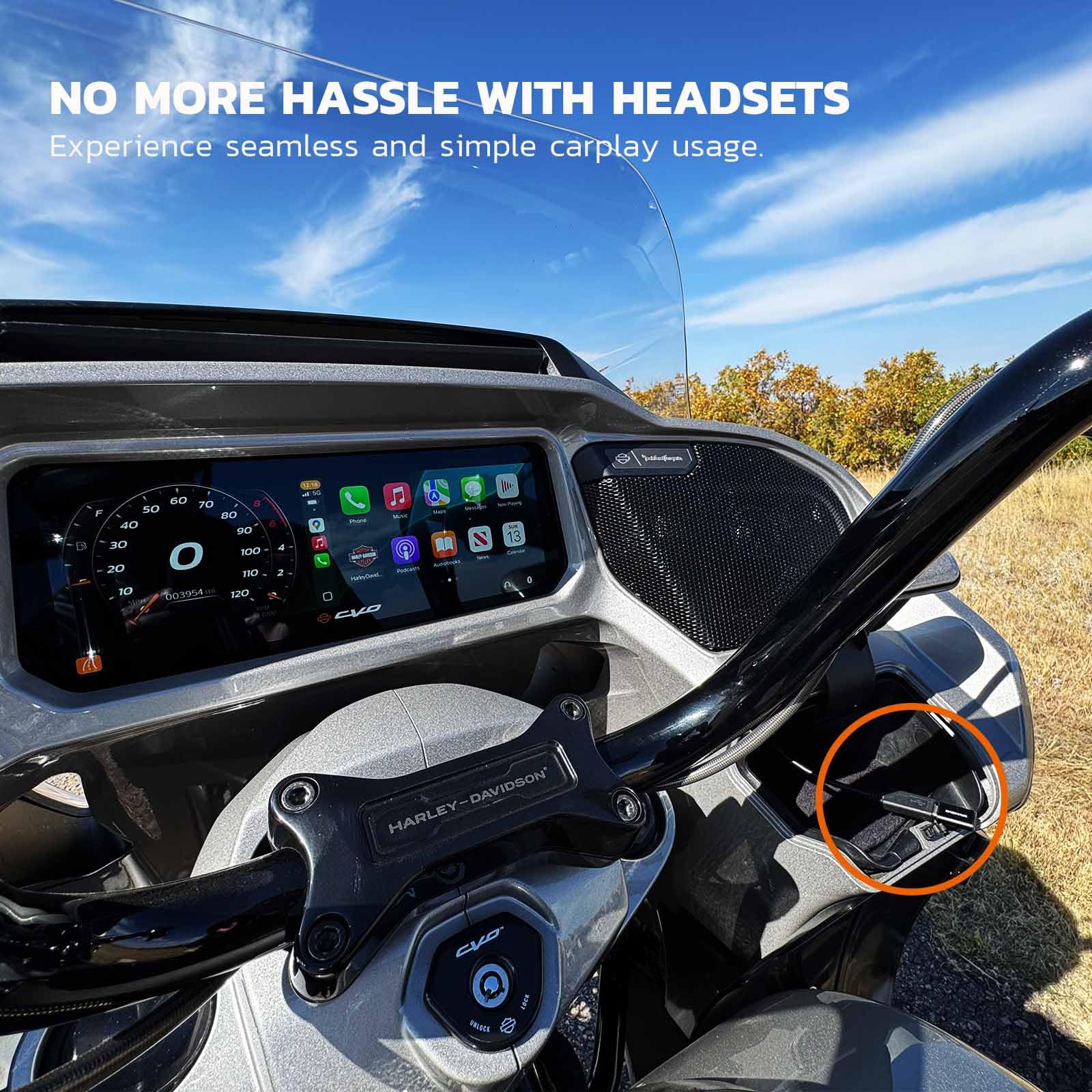 MaedHawk Bypass Motorcycle CarPlay Bluetooth Headset Adapter with Passthrough USB-C Charging Port - Image 3