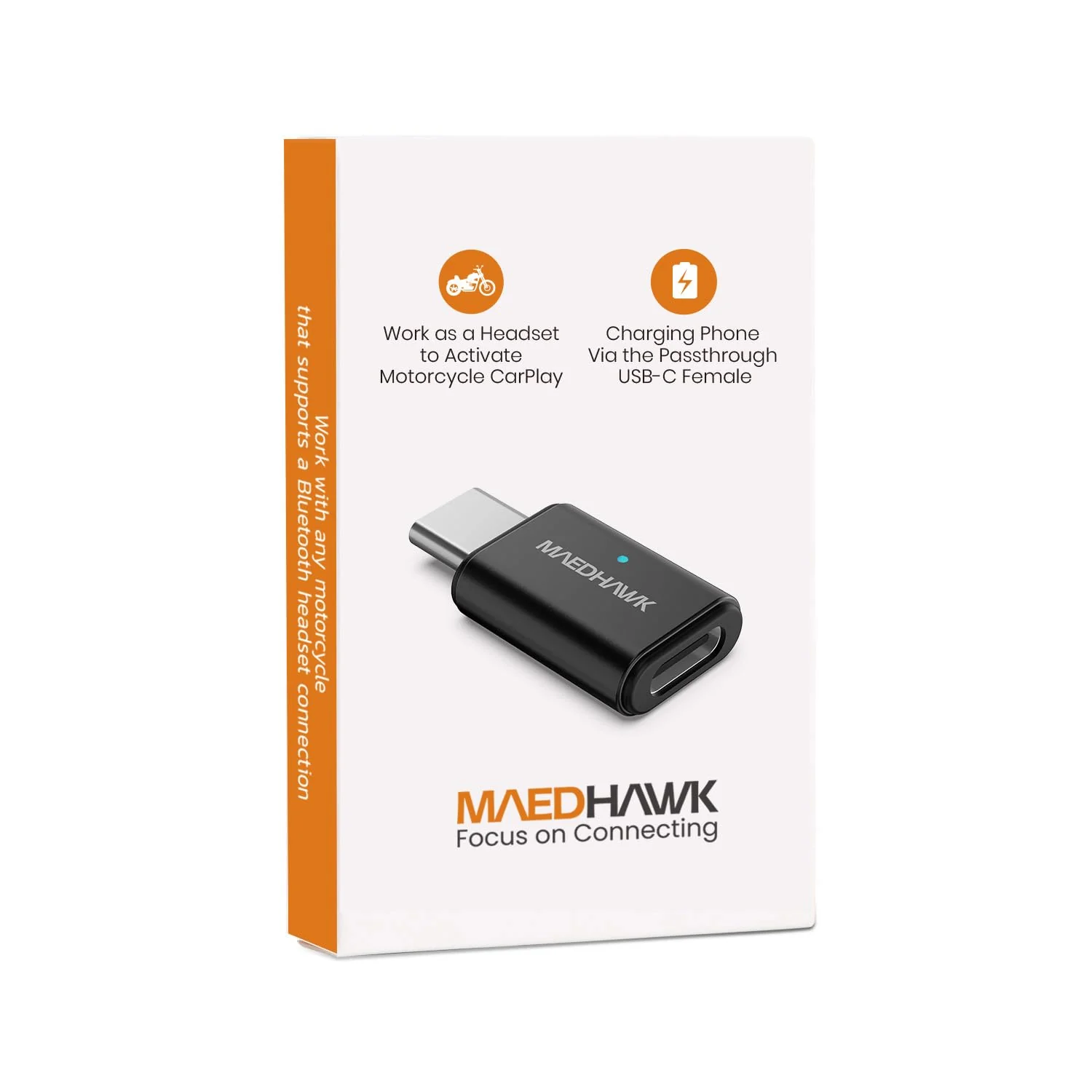 MaedHawk Bypass Motorcycle CarPlay Bluetooth Headset Adapter with Passthrough USB-C Charging Port - Image 6