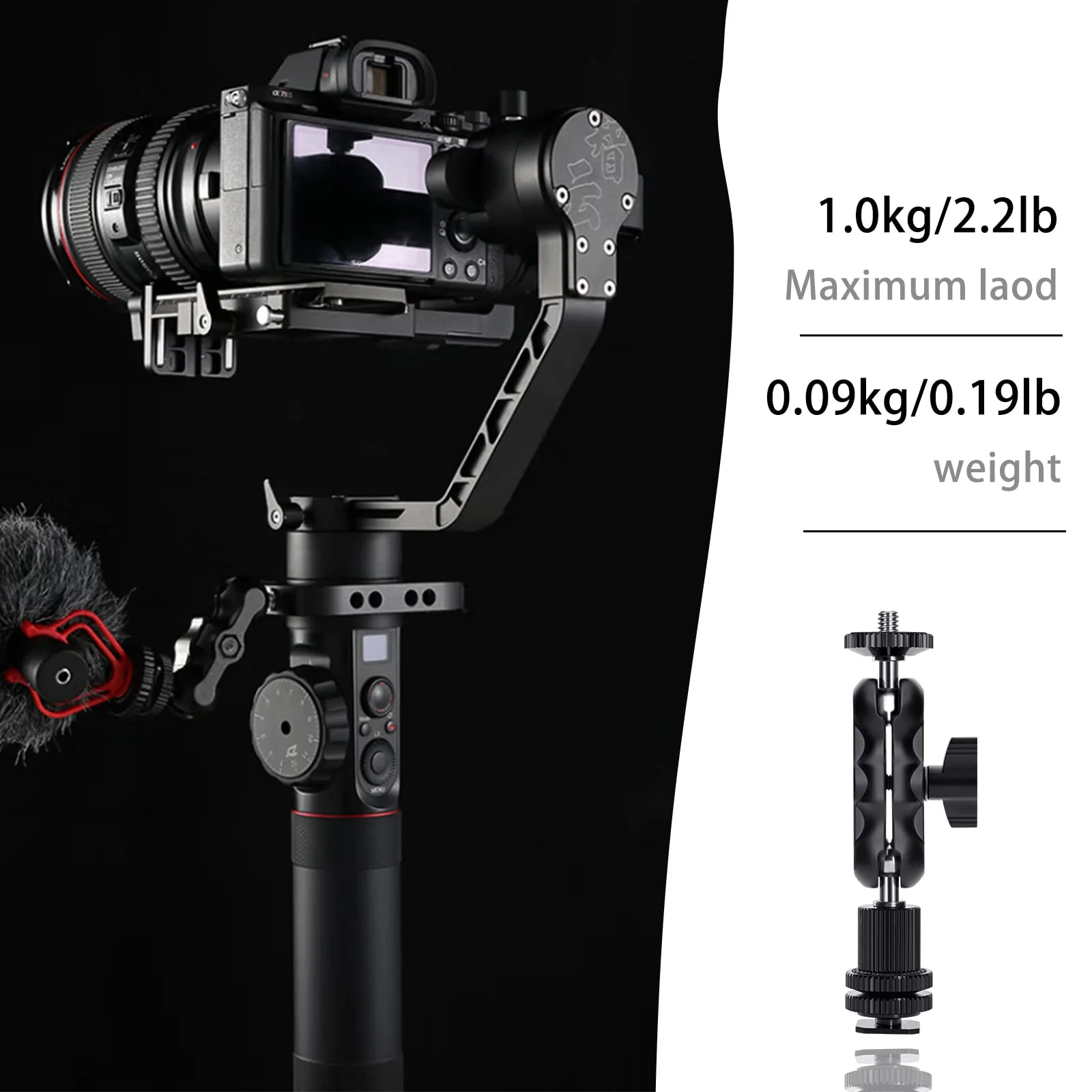 Magic Arm Cool Ballhead Double Ball Head Adapter with 1/4’’ Screw and Cold Shoe Mount - 2 Pack for Cameras, Camcorders, Monitor, Flash, LED Light, Microphone, and More - Image 3
