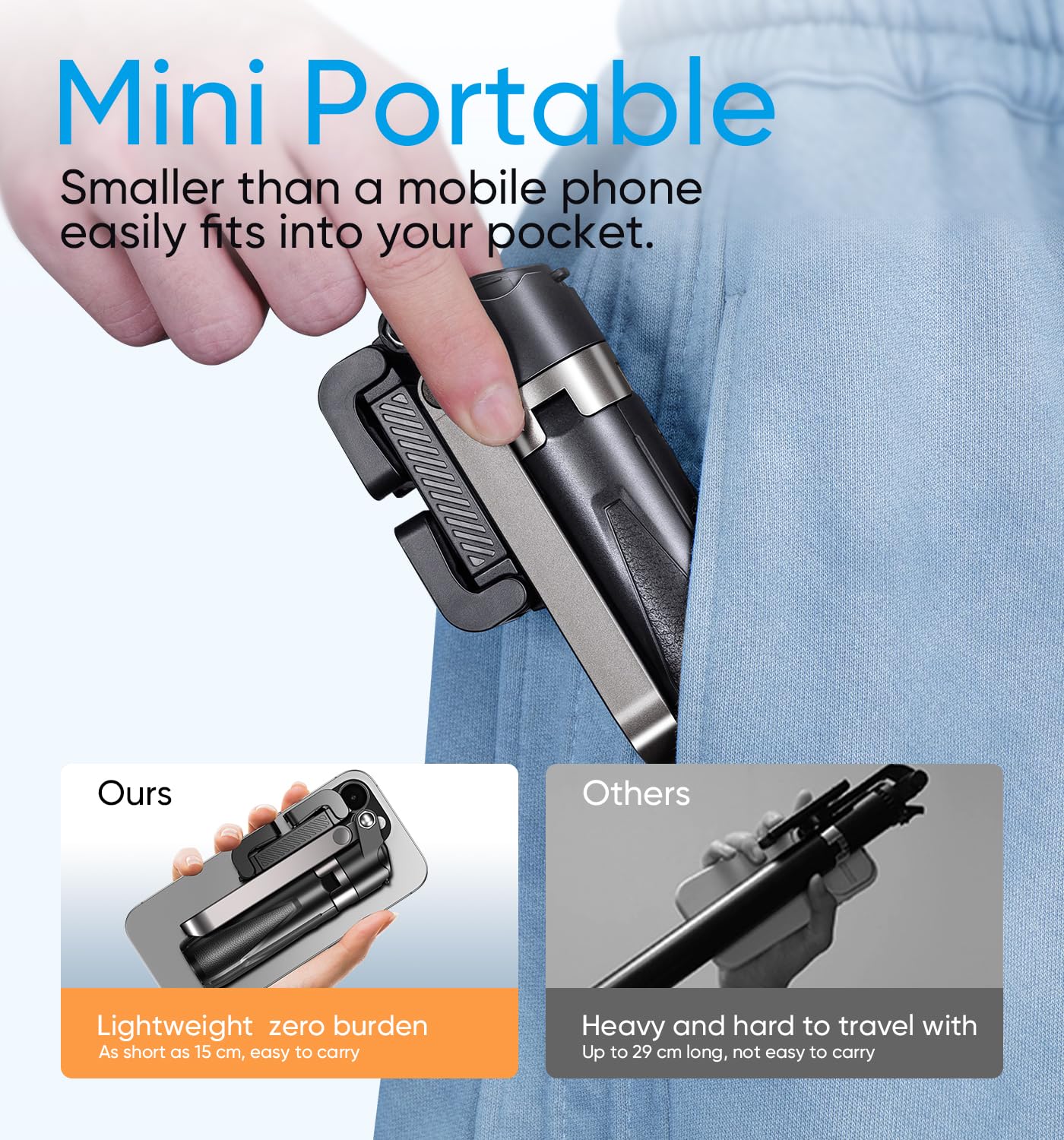 MAGIC JOHN Selfie Stick Tripod, Pocket Size Portable Phone Tripod, Retractable Tripod for iPhone with Wireless Detachable Remote Control & 2 Fill Light for Photograph, Live Streaming, Video Recording - Image 2
