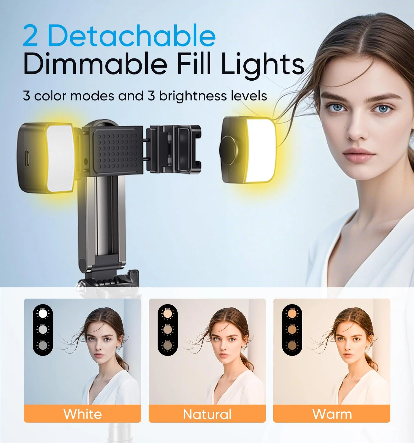 MAGIC JOHN Selfie Stick Tripod, Pocket Size Portable Phone Tripod, Retractable Tripod for iPhone with Wireless Detachable Remote Control & 2 Fill Light for Photograph, Live Streaming, Video Recording - Image 3