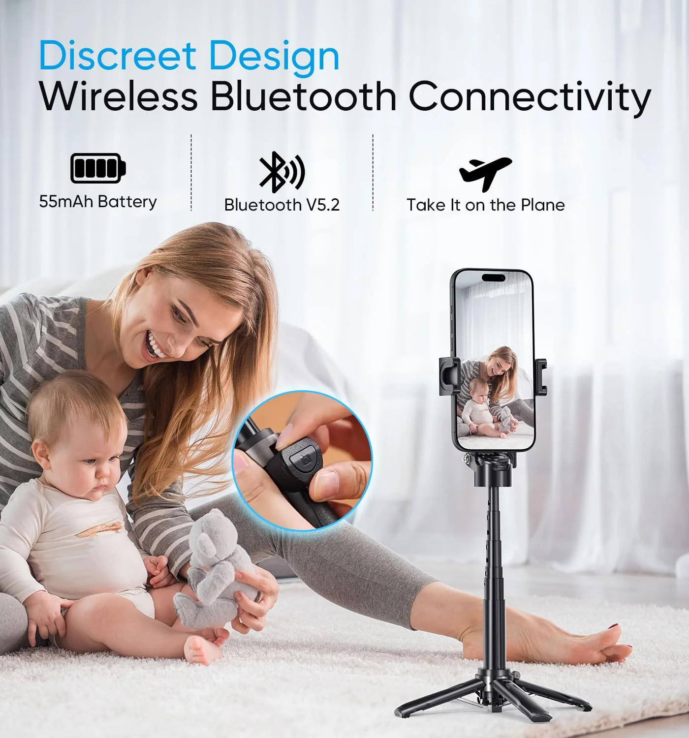 MAGIC JOHN Selfie Stick Tripod, Pocket Size Portable Phone Tripod, Retractable Tripod for iPhone with Wireless Detachable Remote Control & 2 Fill Light for Photograph, Live Streaming, Video Recording - Image 6