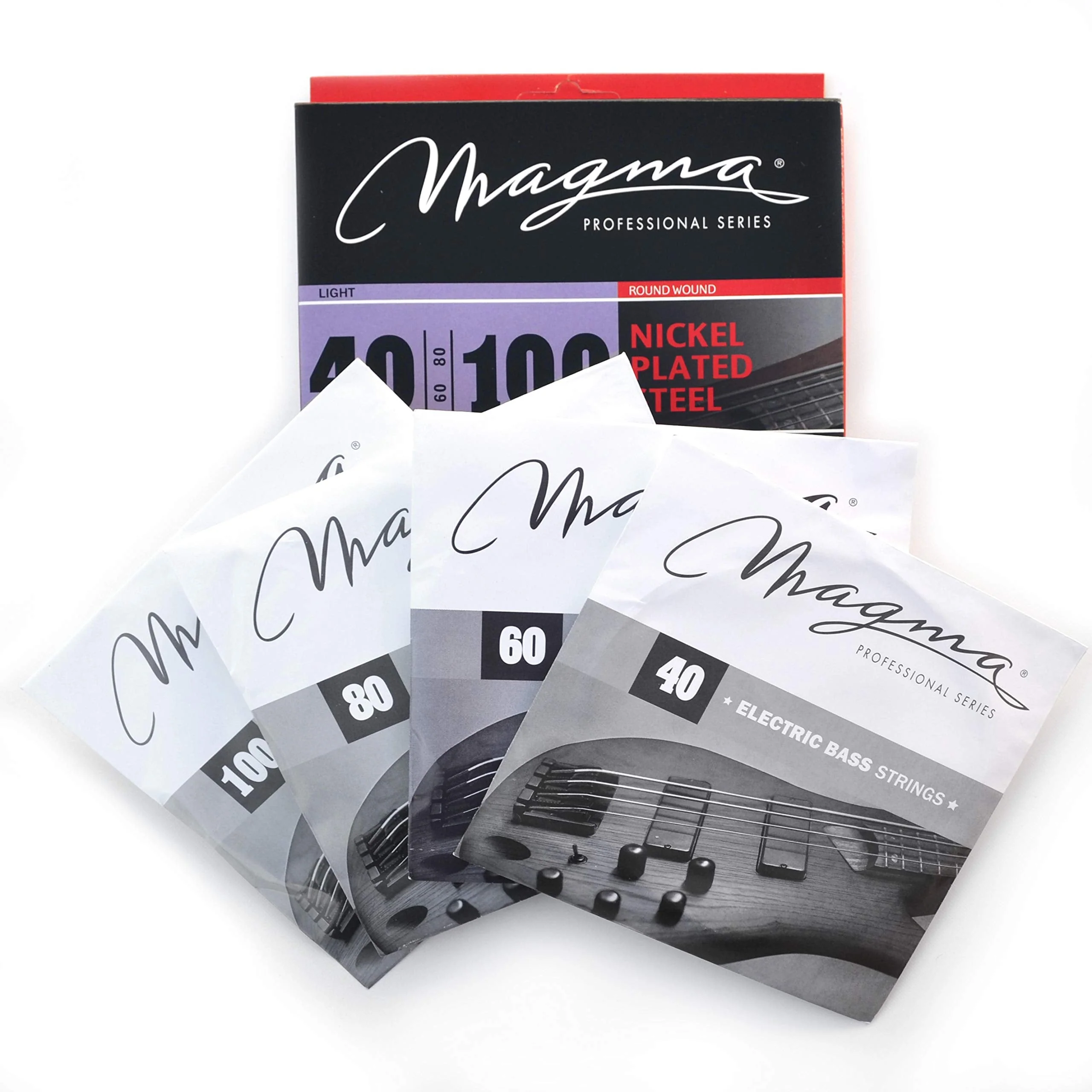 Magma Light Electric Bass Strings - Nickel Plated Steel, 40-100 Gauge Long Scale Strings - 34 inch Light Gauge 4 String Set - String gauges: 40-60 - 80-100 (BE150N) - 1 Set - Image 2