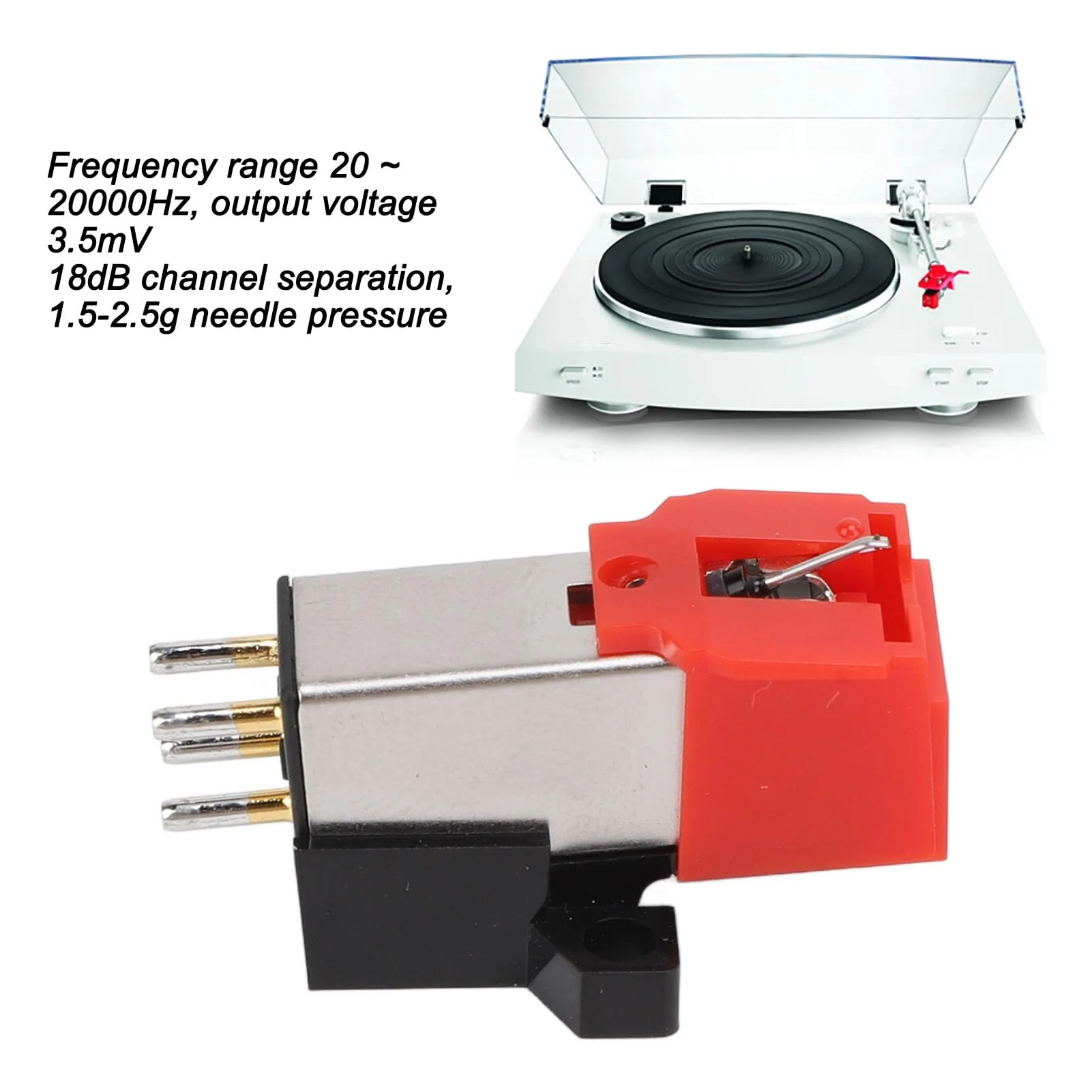 Magnet Cartridge AT91R, AT91R Phonograph Cartridge for LP3 Phonograph, Dual Magnet Cartridge Moving Turntable Replacement Parts, Dynamic Magnetic Phono Needle for LP3 Phono - Image 7
