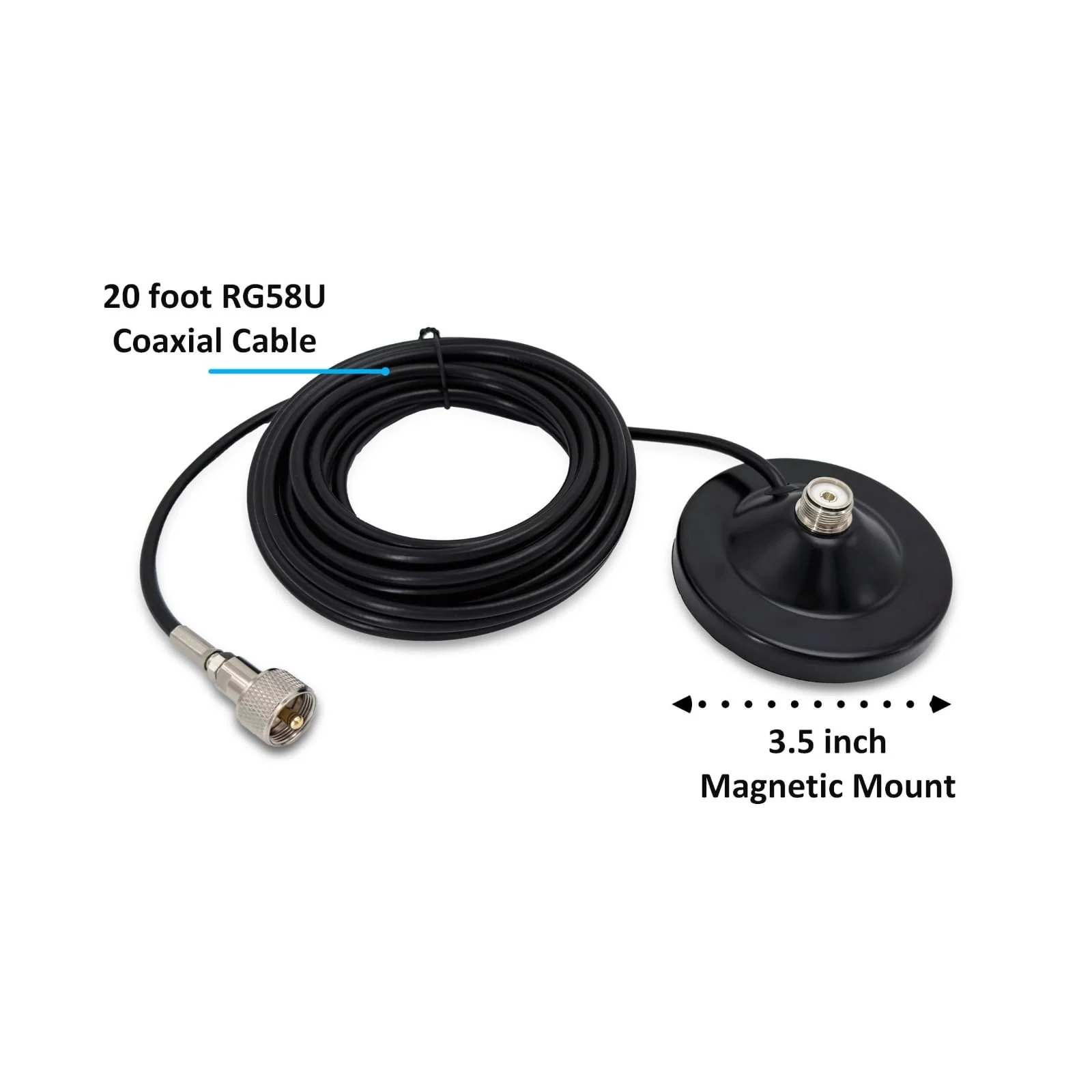 Magnetic Antenna Mount with 20ft RG58 Coaxial Cable,Durable CB Antenna Magnetic Mount for Mobile Radio - Image 2