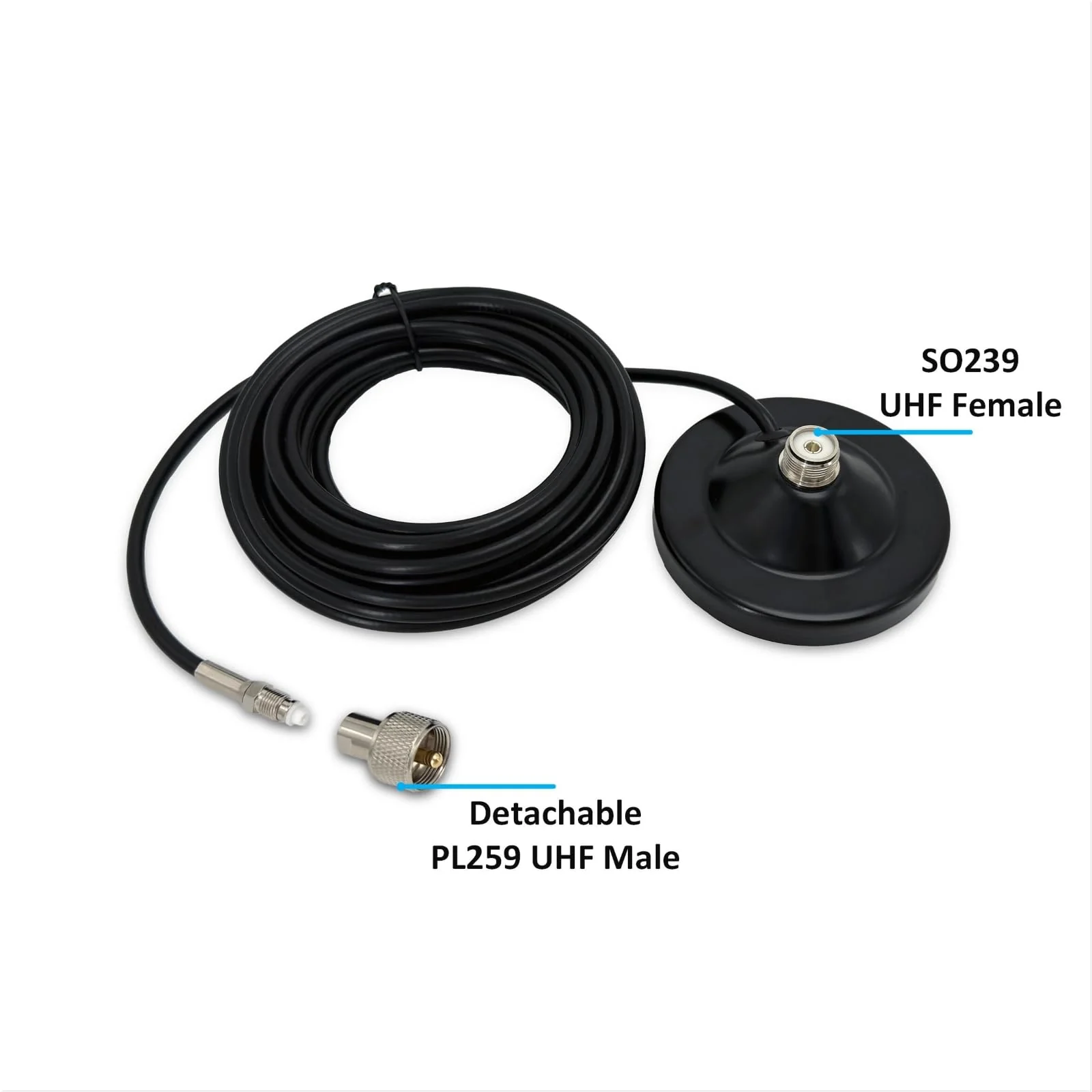 Magnetic Antenna Mount with 20ft RG58 Coaxial Cable,Durable CB Antenna Magnetic Mount for Mobile Radio - Image 3