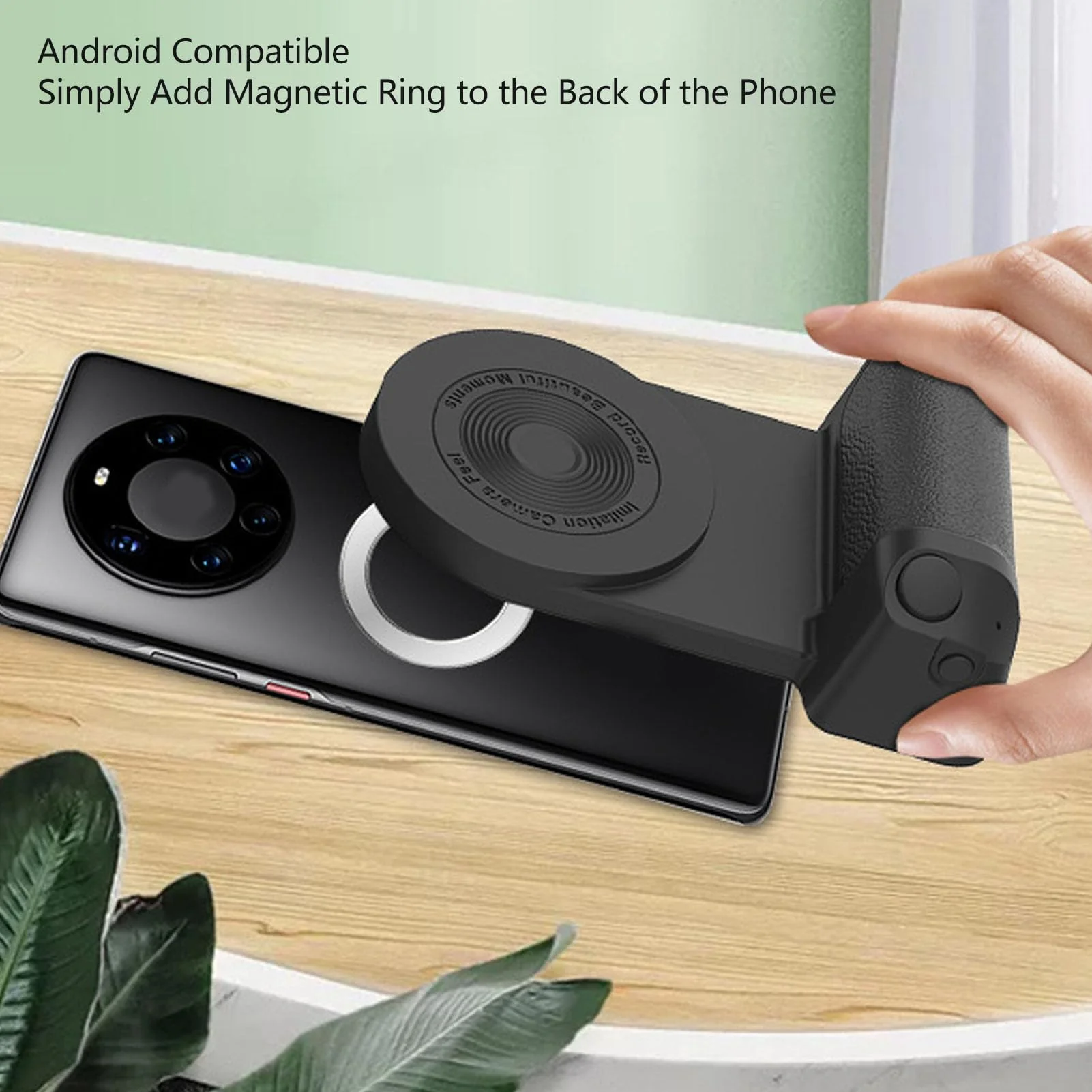 Magnetic Camera Handle Bluetooth Bracket, Smartphone Handle Photo Holder with Bluetooth Remote Control for Android for iOS for Video Photo Shooting (with Bluetooth - Image 3