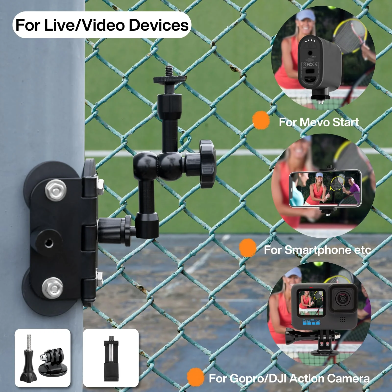 Magnetic Fence Mount for Mevo Start, Adjustable Post Mount Fence Clips Compatible with GoPro,iPhone/DJI Action Cameras for Gamechanger to a Chain Link Fence for Baseball,Softball and Tennis Games - Image 2