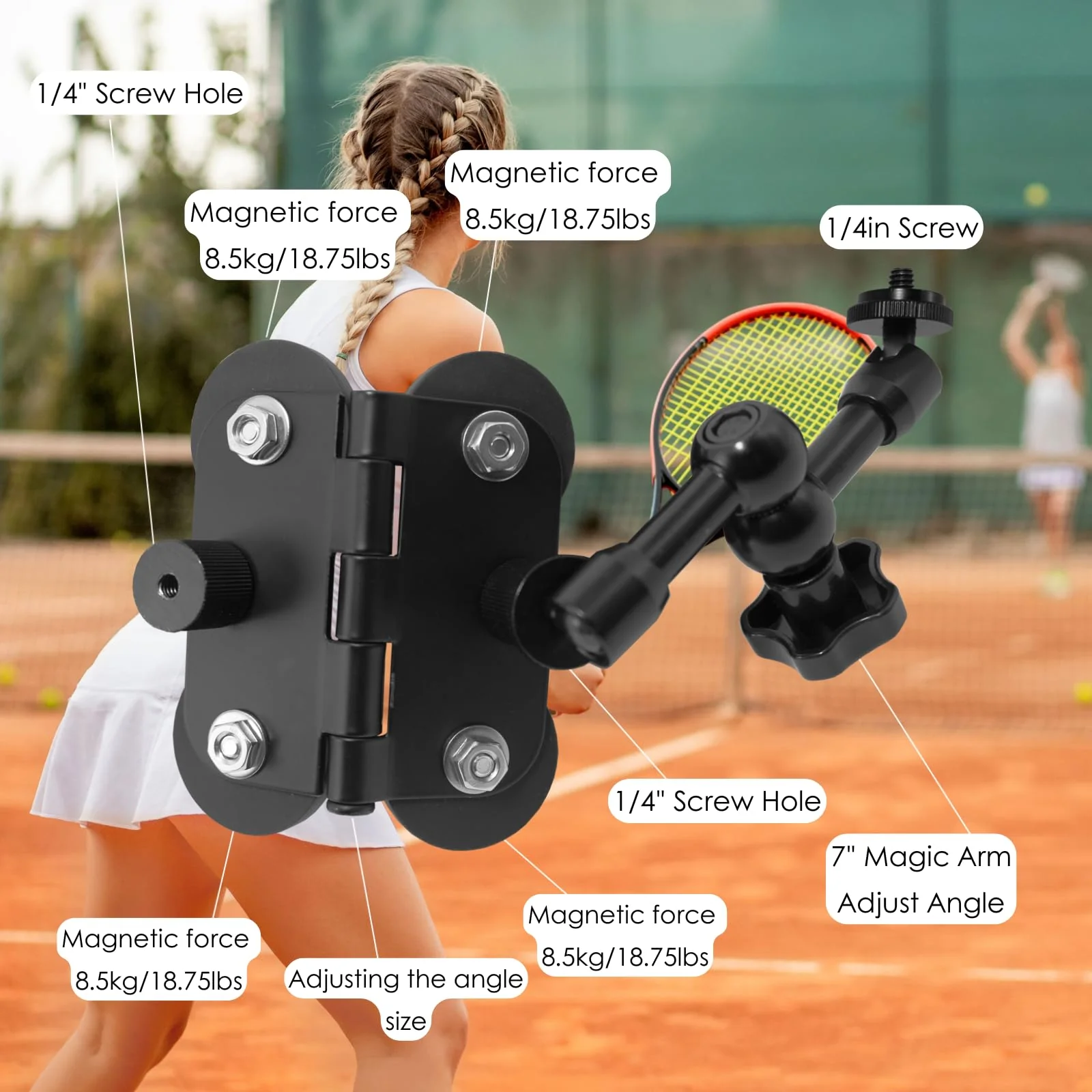 Magnetic Fence Mount for Mevo Start, Adjustable Post Mount Fence Clips Compatible with GoPro,iPhone/DJI Action Cameras for Gamechanger to a Chain Link Fence for Baseball,Softball and Tennis Games - Image 5