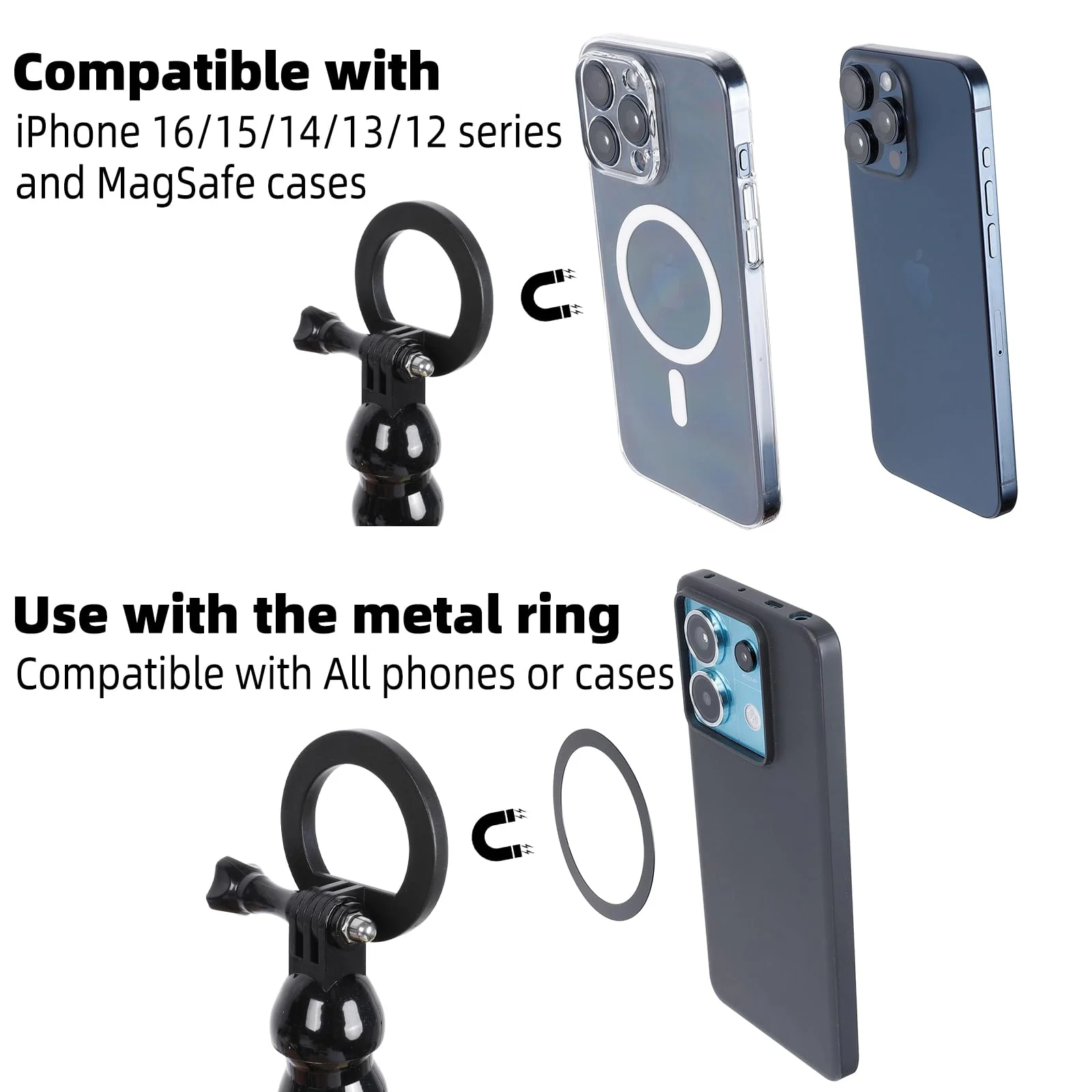 Magnetic Gooseneck Phone Holder Clamp Mount for Magsafe, Guitar Bass Head Phone Holder Live Broadcast Bracket Clip, Compatible with iPhone 16 15 14 Pro Max Plus 13 12 Seires - Image 3