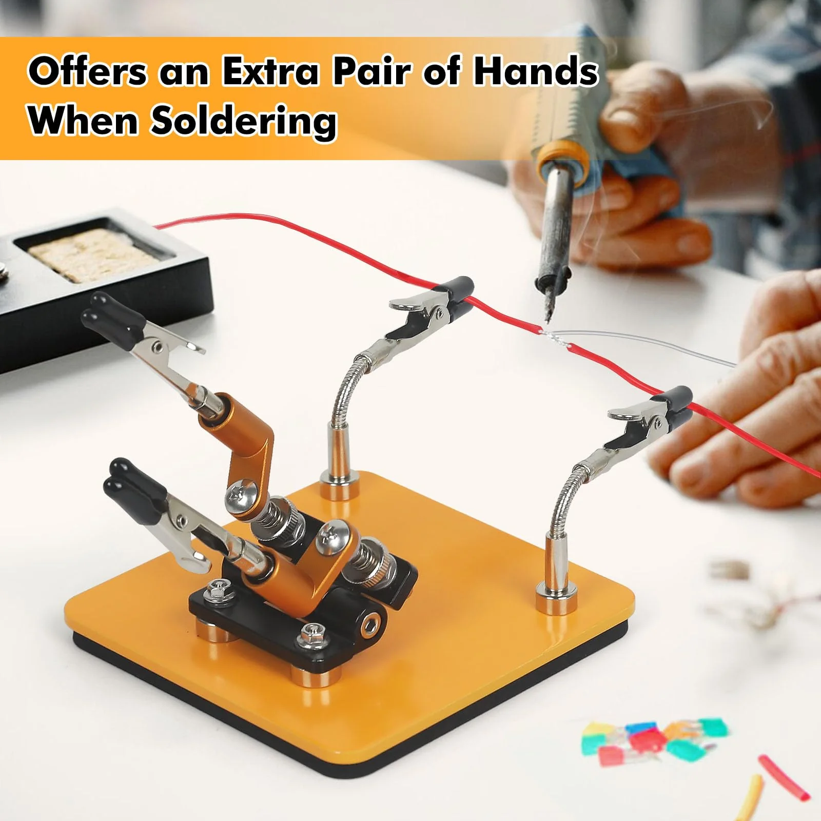 Magnetic Helping Hands Soldering Station with 10 x 10 cm Stable Base, 4 Flexible Arms Soldering Aid - 360° Rotating and Adjustable Multifunctional Tool Third Hand 10cm * 10cm - Image 5