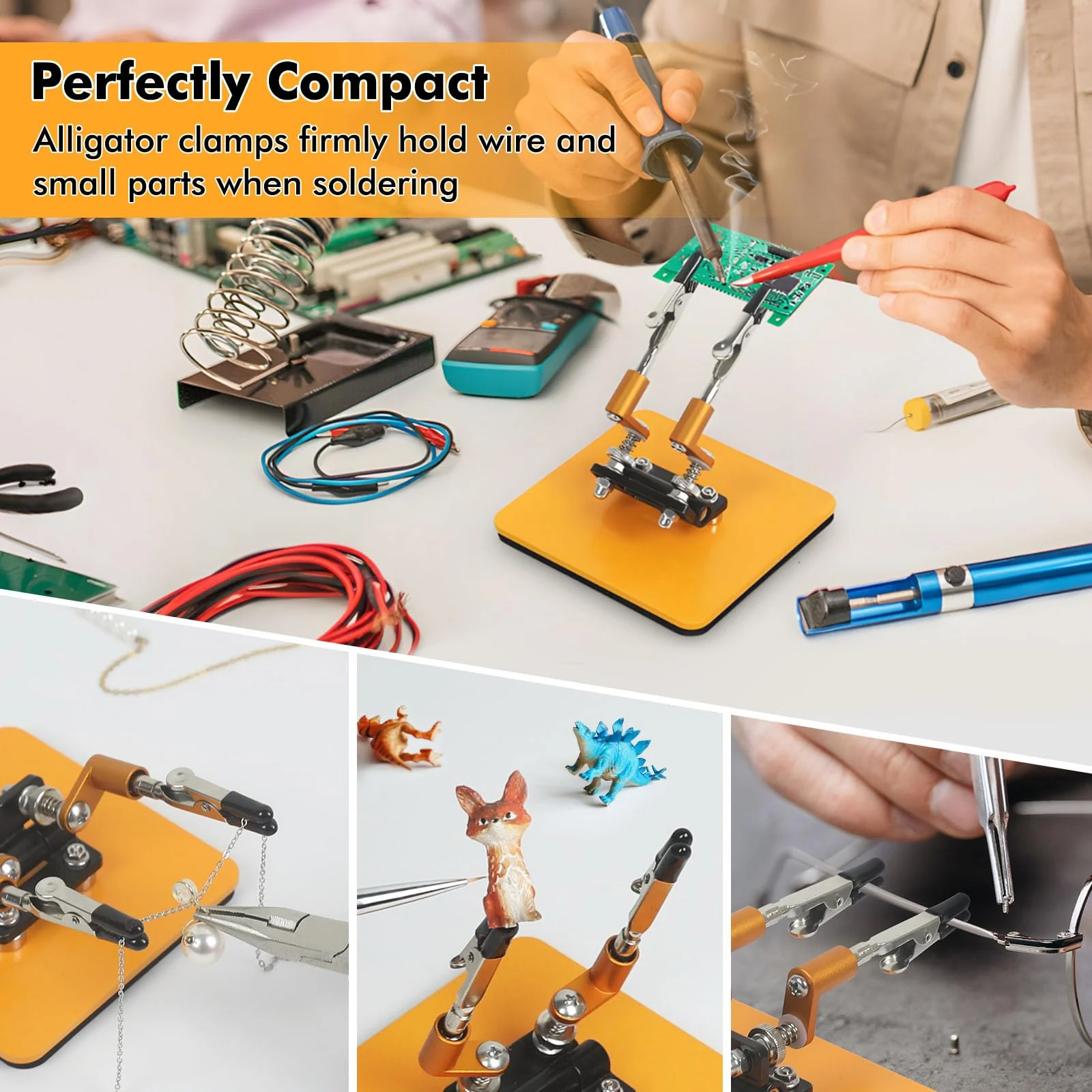 Magnetic Helping Hands Soldering Station with 10 x 10 cm Stable Base, 4 Flexible Arms Soldering Aid - 360° Rotating and Adjustable Multifunctional Tool Third Hand 10cm * 10cm - Image 7