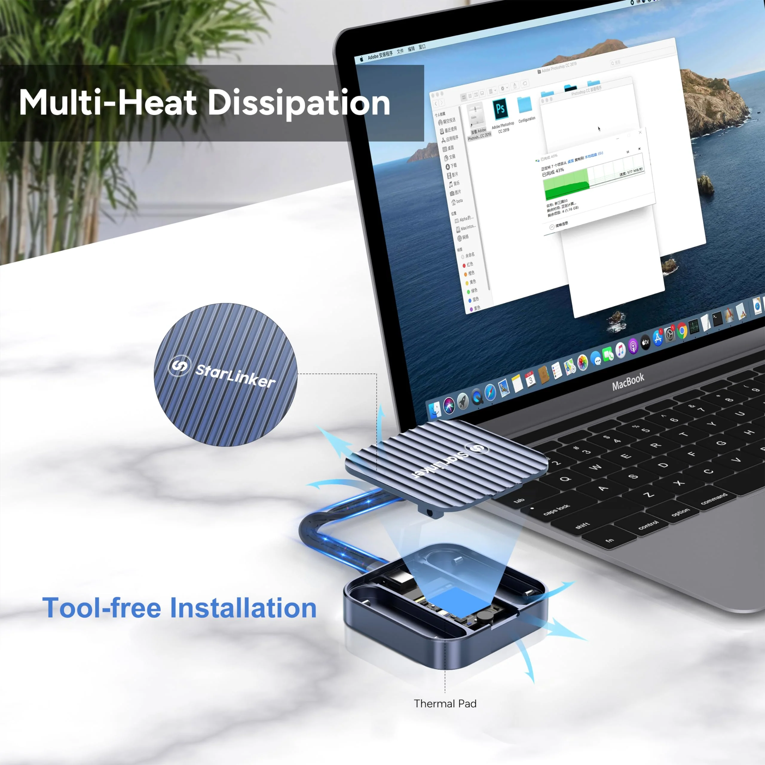 Magnetic M.2 2230 NVMe SSD Enclosure, Keychain 40G USB4 Cable & Silicone Jacket Included, Supports USB 3.2 10G to NVMe PCI-E Adapter, for iPhone 15Pro Max ProRes Record & Save - Image 5