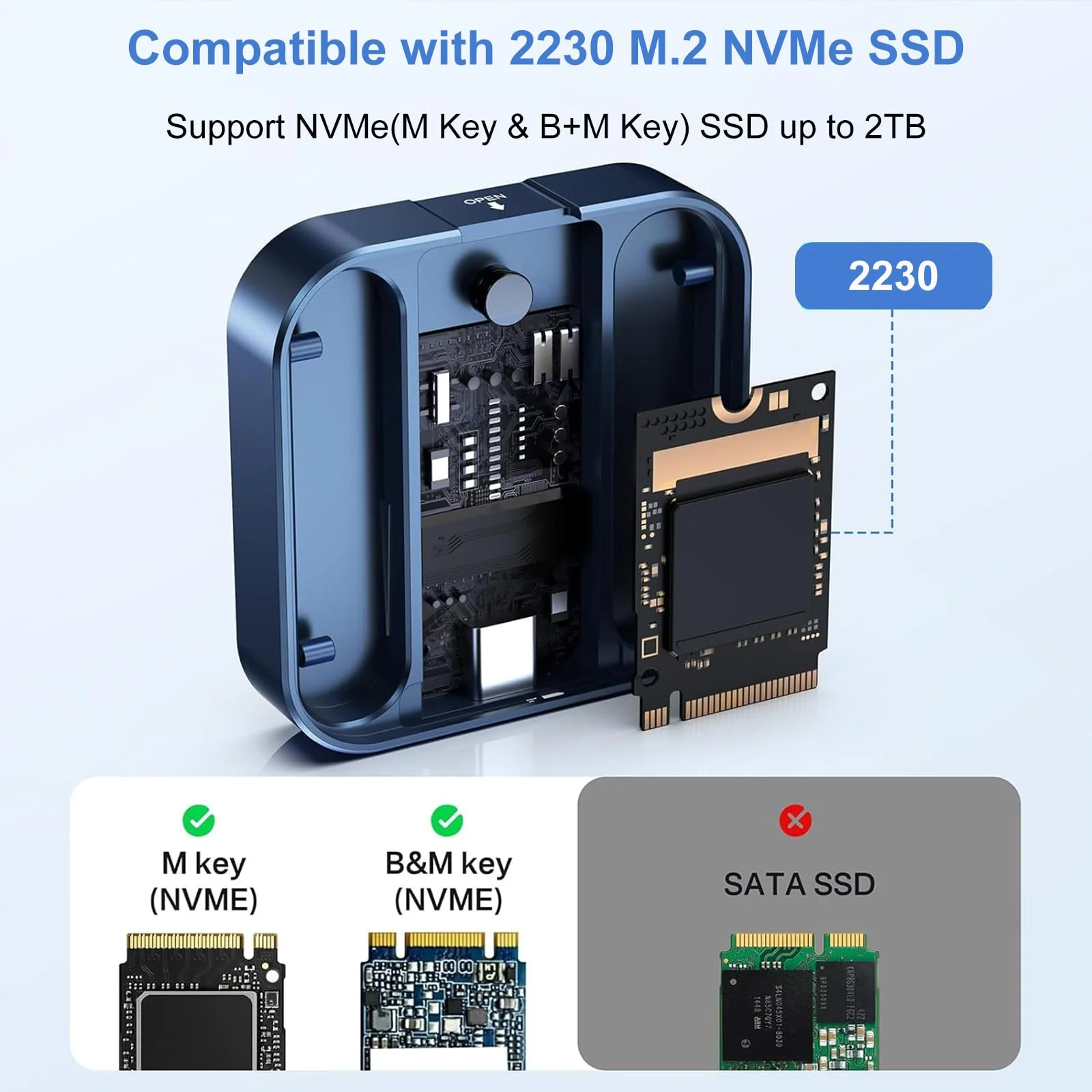Magnetic M.2 2230 NVMe SSD Enclosure, Keychain 40G USB4 Cable & Silicone Jacket Included, Supports USB 3.2 10G to NVMe PCI-E Adapter, for iPhone 15Pro Max ProRes Record & Save - Image 6