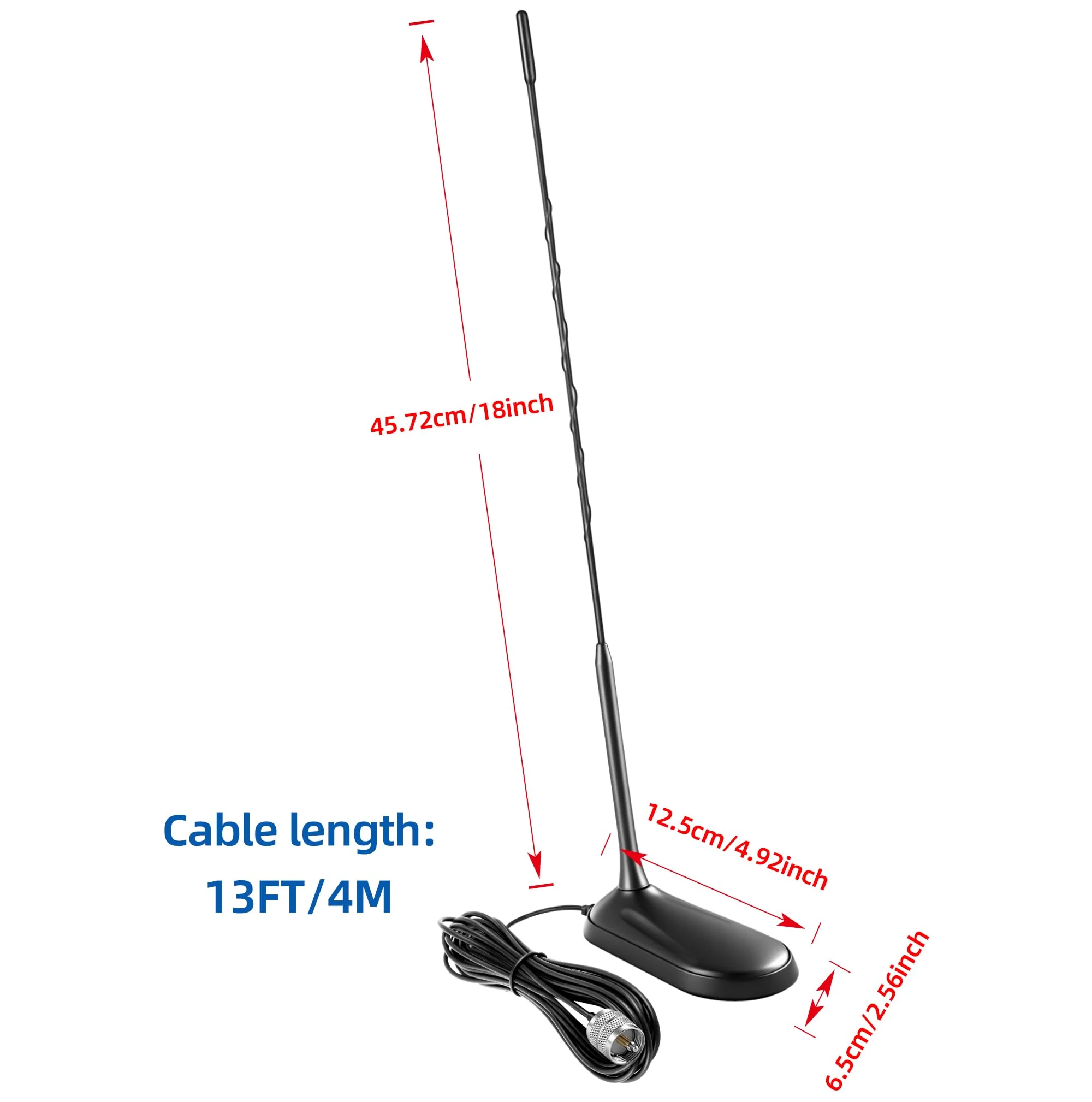 Magnetic Mount Low Profile 27MHz CB Radio Antenna Compatible with Uniden Cobra Midland President Mobile Handheld CB Radio, Perfect for use on Vehicle Car Truck RV, Slinkdsco - Image 2