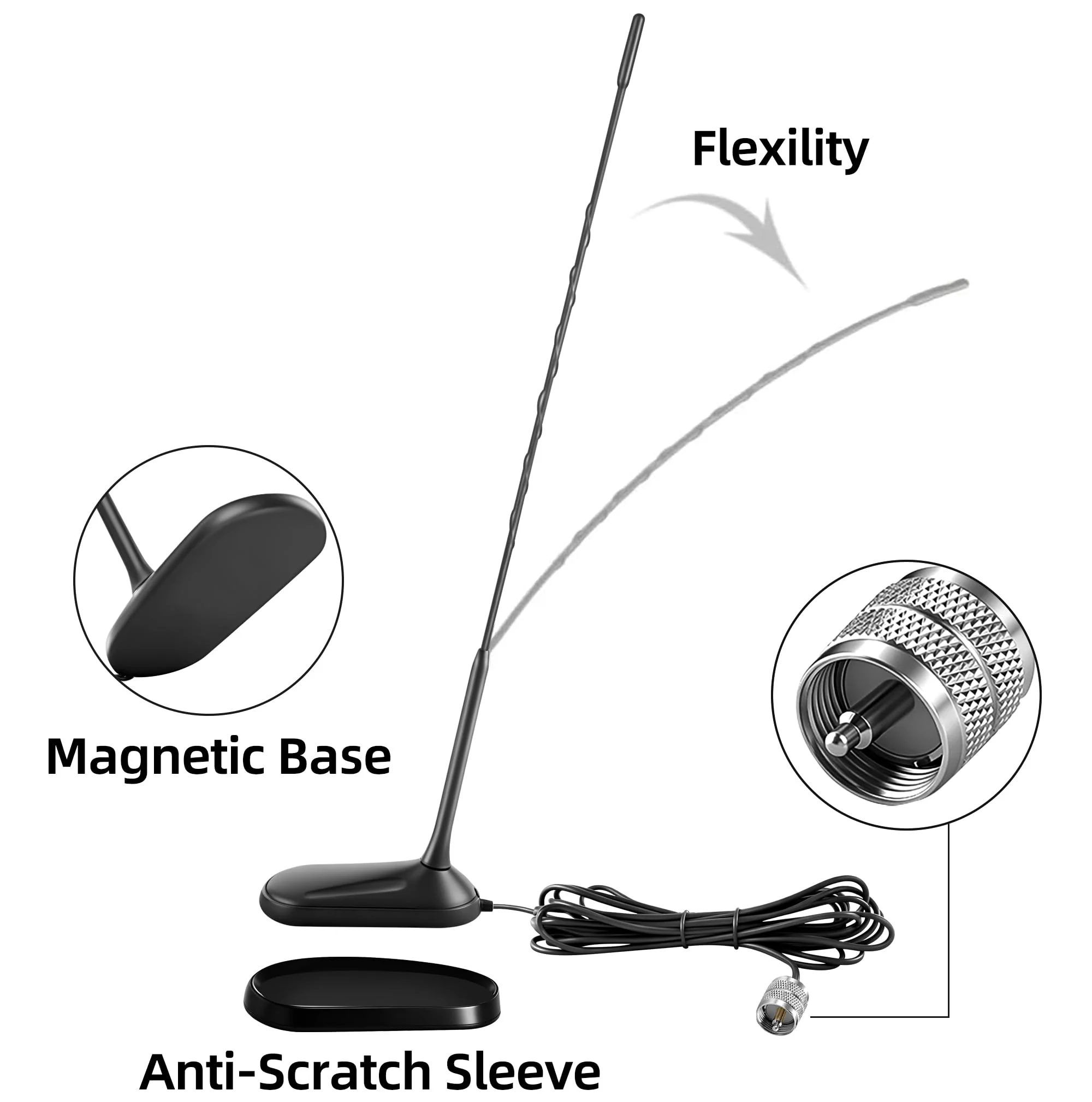 Magnetic Mount Low Profile 27MHz CB Radio Antenna Compatible with Uniden Cobra Midland President Mobile Handheld CB Radio, Perfect for use on Vehicle Car Truck RV, Slinkdsco - Image 4